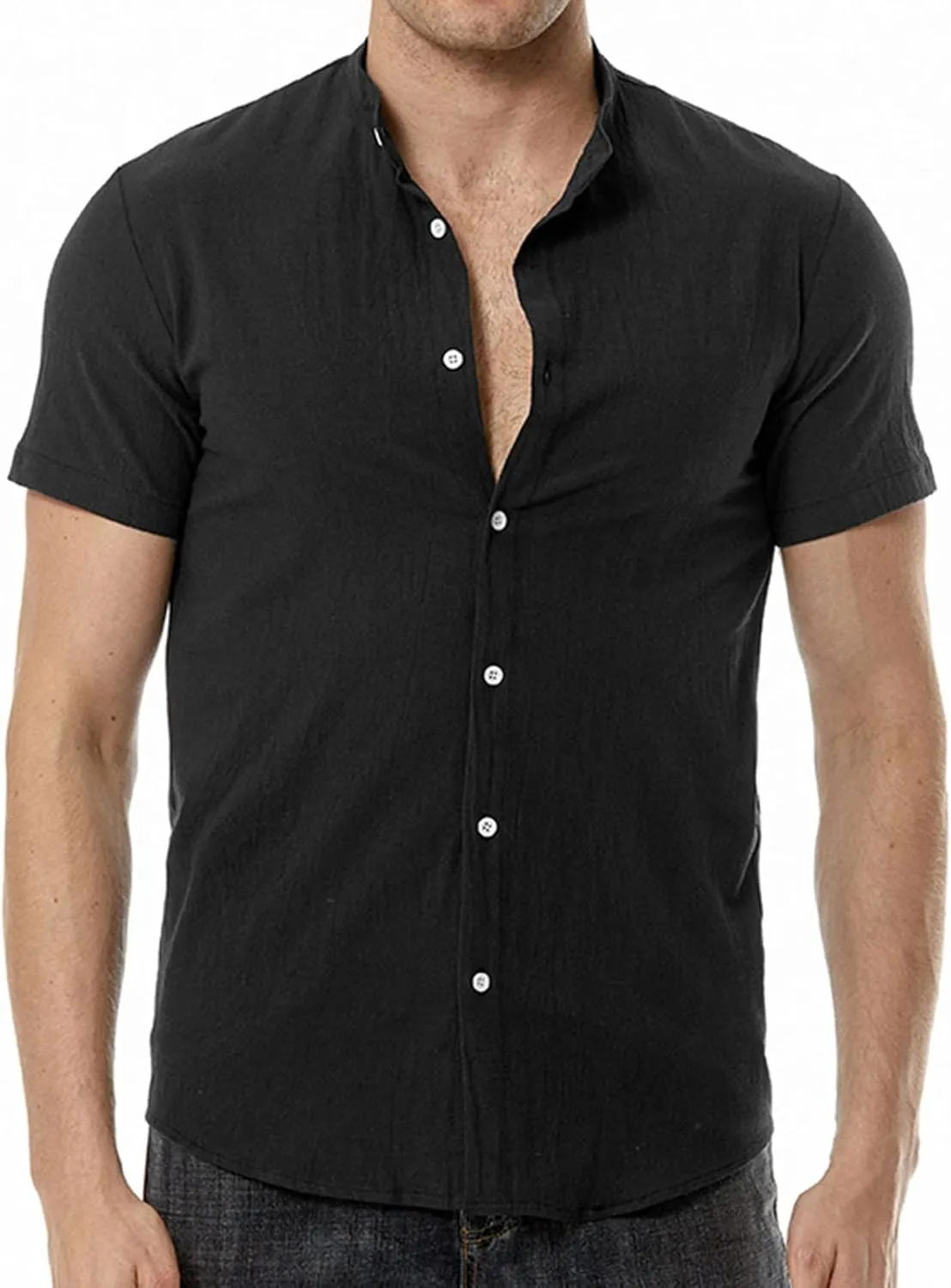 Muscularfit Mens T Shirts Short Sleeve Summer Casual Stylish Cotton Linen Polo Shirt Regular-Fit Big and Tall Button Tees