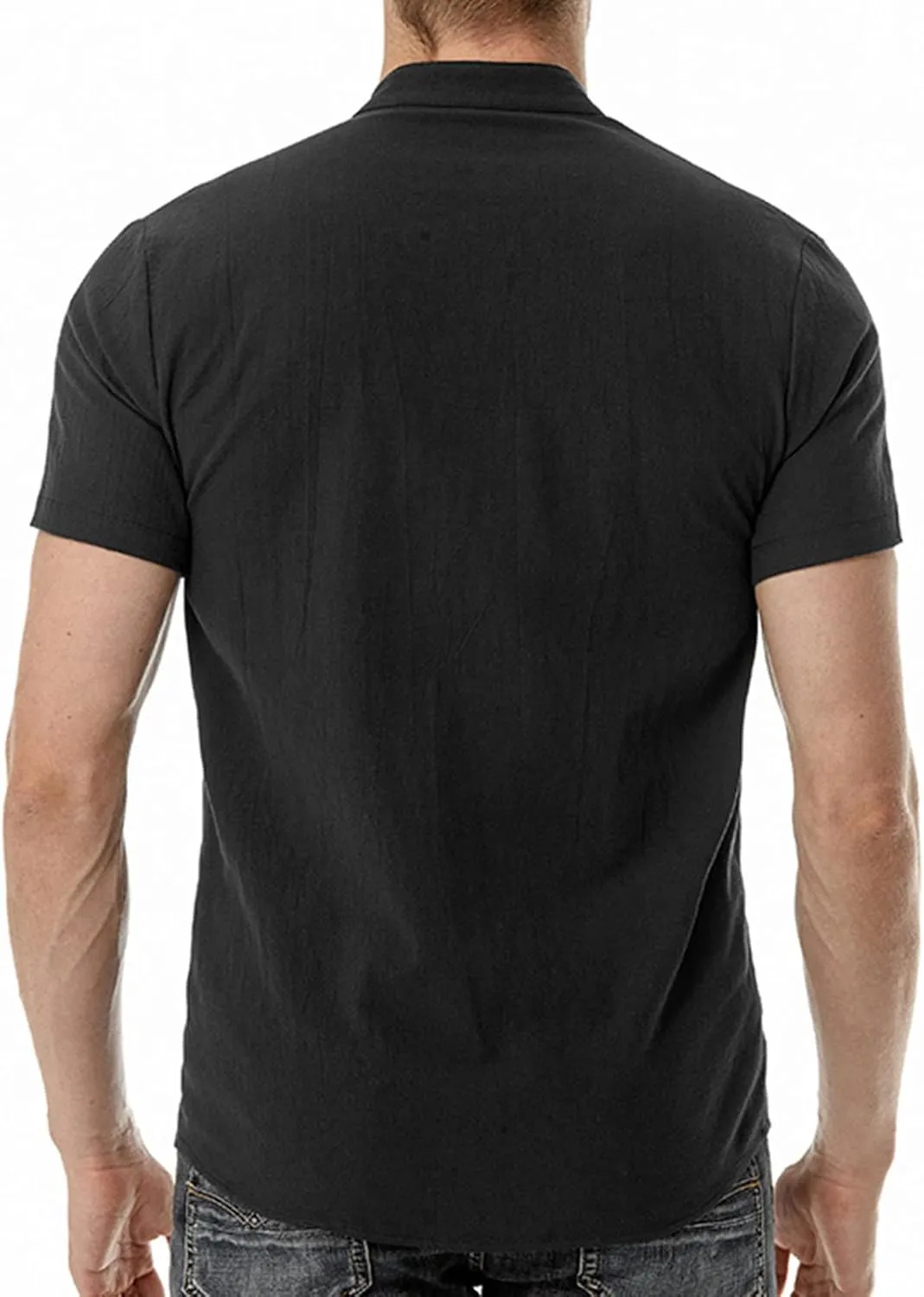 Muscularfit Mens T Shirts Short Sleeve Summer Casual Stylish Cotton Linen Polo Shirt Regular-Fit Big and Tall Button Tees