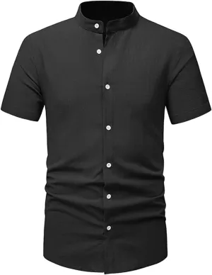 Muscularfit Mens T Shirts Short Sleeve Summer Casual Stylish Cotton Linen Polo Shirt Regular-Fit Big and Tall Button Tees