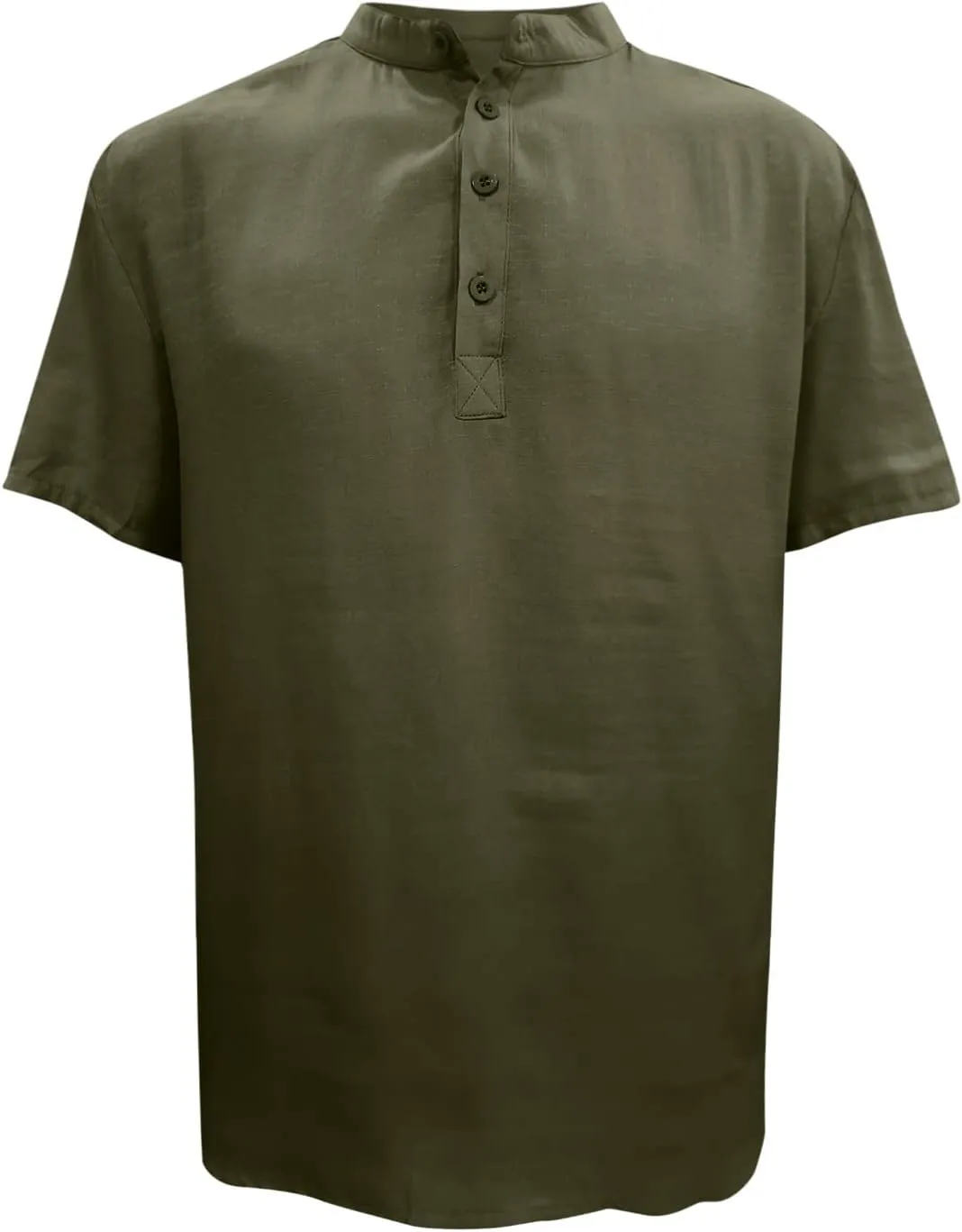 Muscularfit Short Sleeve Shirts for Men Casual Stylish Cotton Linen Shirt Summer Regular-Fit Solid Color Loose Fit T Shirt