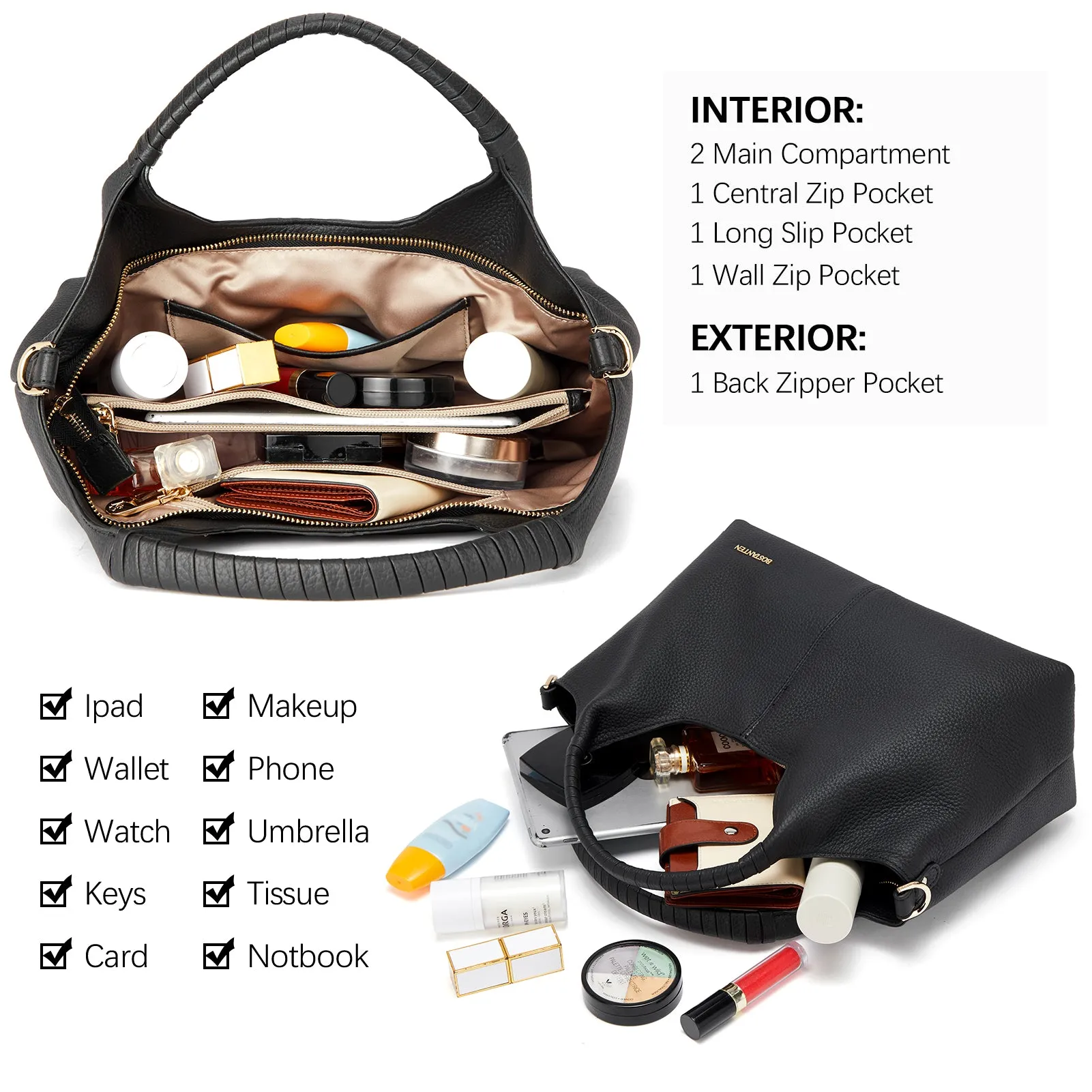 Nevin Genuine Leather Satchel Hobo Top Handle Tote Handbags