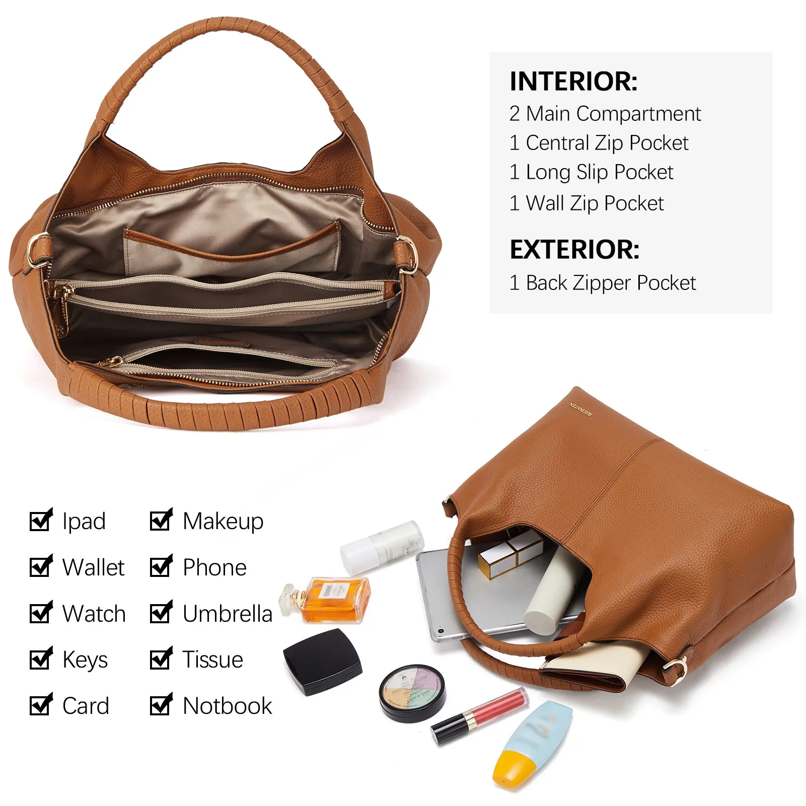 Nevin Genuine Leather Satchel Hobo Top Handle Tote Handbags