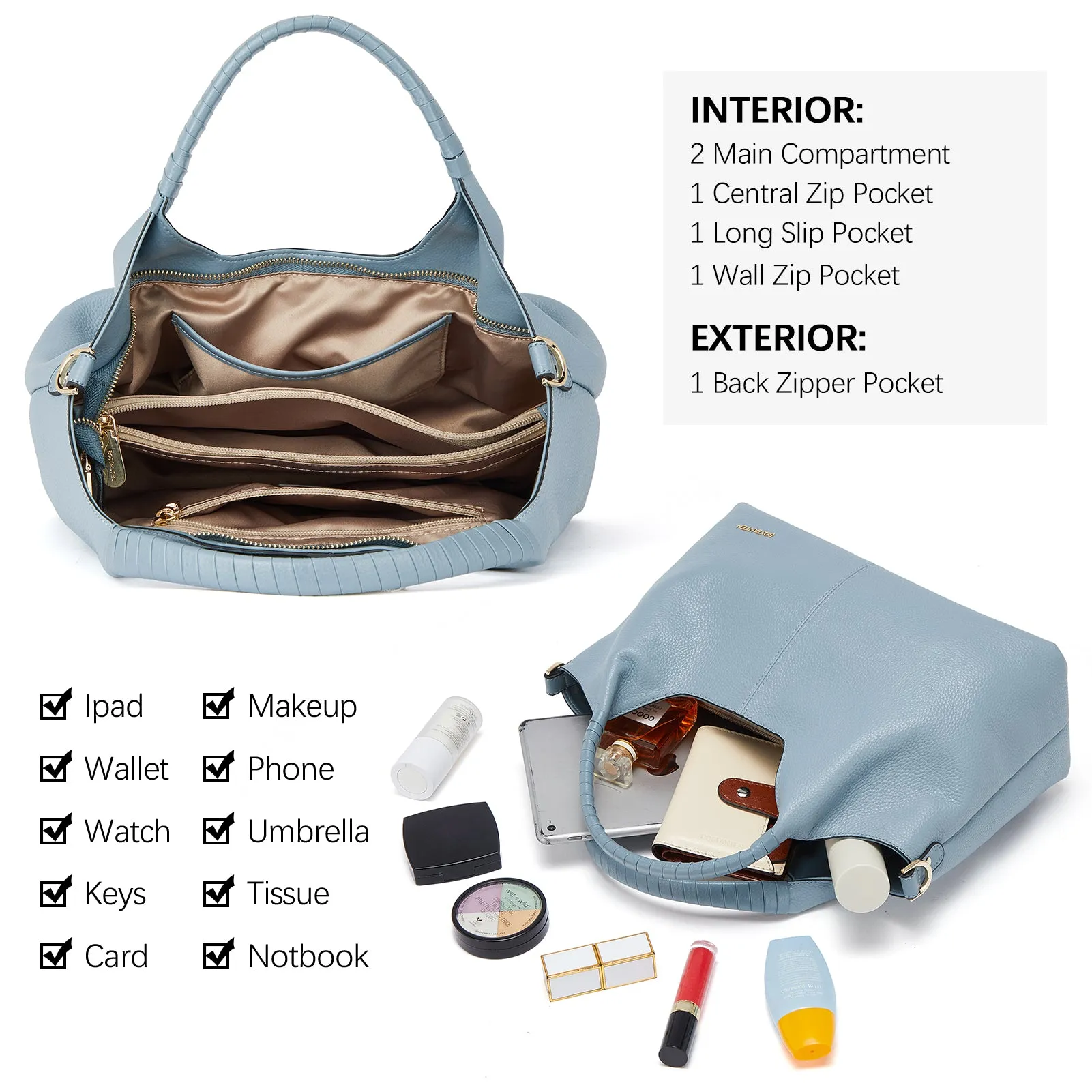 Nevin Genuine Leather Satchel Hobo Top Handle Tote Handbags