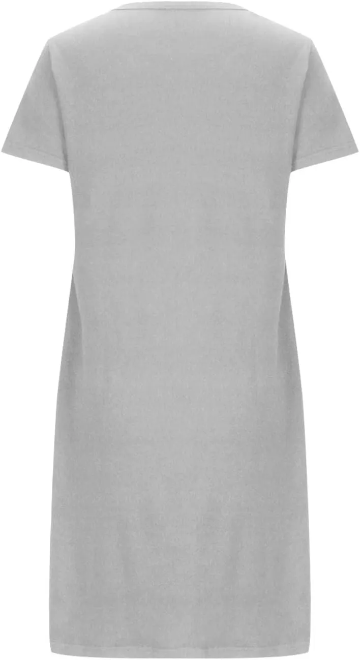 Nightgowns for Womens Short Sleeve Graphic Sleep Tees Pullover Night Shirts Sleep Shirt Soft Feather T Shirt Dresses