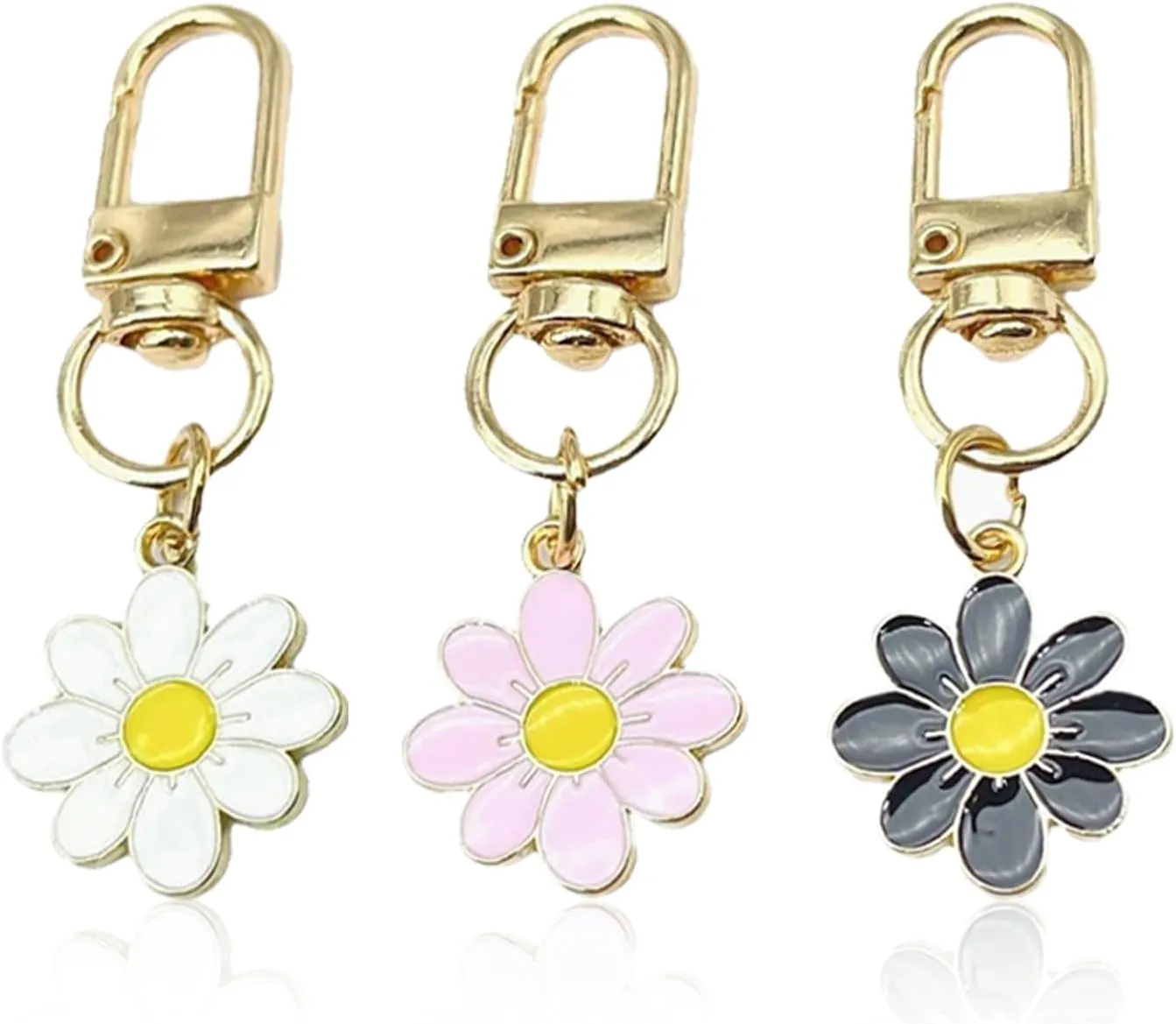 NIIIYTYB 3pcs Flower Keychains for Women Bulk Key Chain Charms Cute Zipper Pulls for Handbag Purse Earphone Case Decoration Aesthetic Keychains for Bags and Accessories
