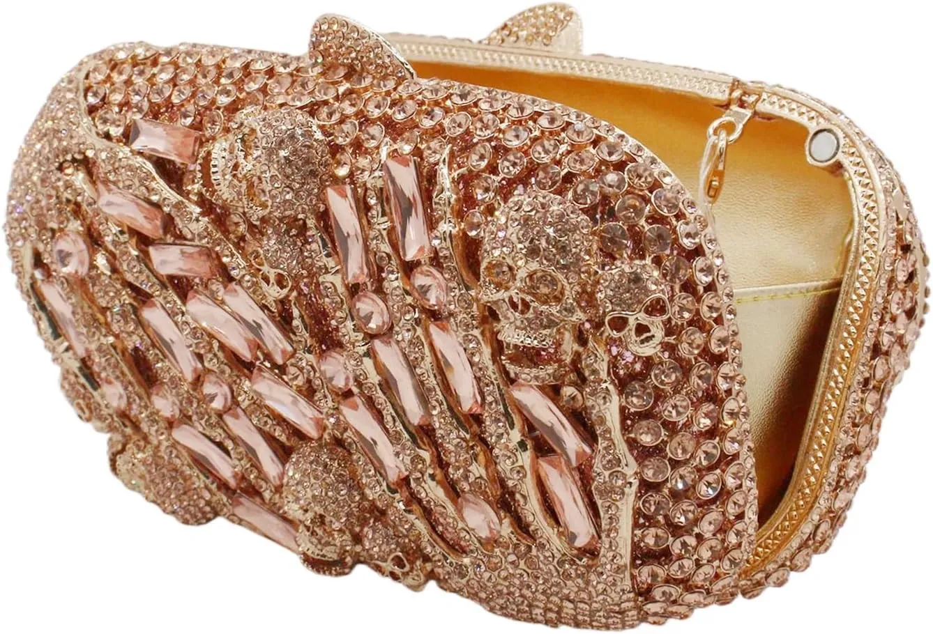 Novetly Skull Rhinestone Purse for Women Glitter Halloween Evening Bag Wedding Party Diamond Clutch Cocktail Handbag