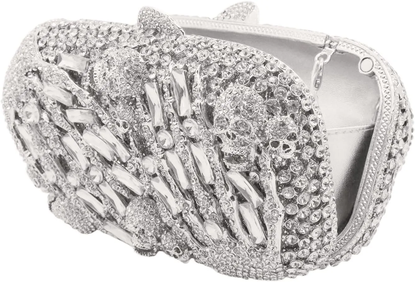 Novetly Skull Rhinestone Purse for Women Glitter Halloween Evening Bag Wedding Party Diamond Clutch Cocktail Handbag