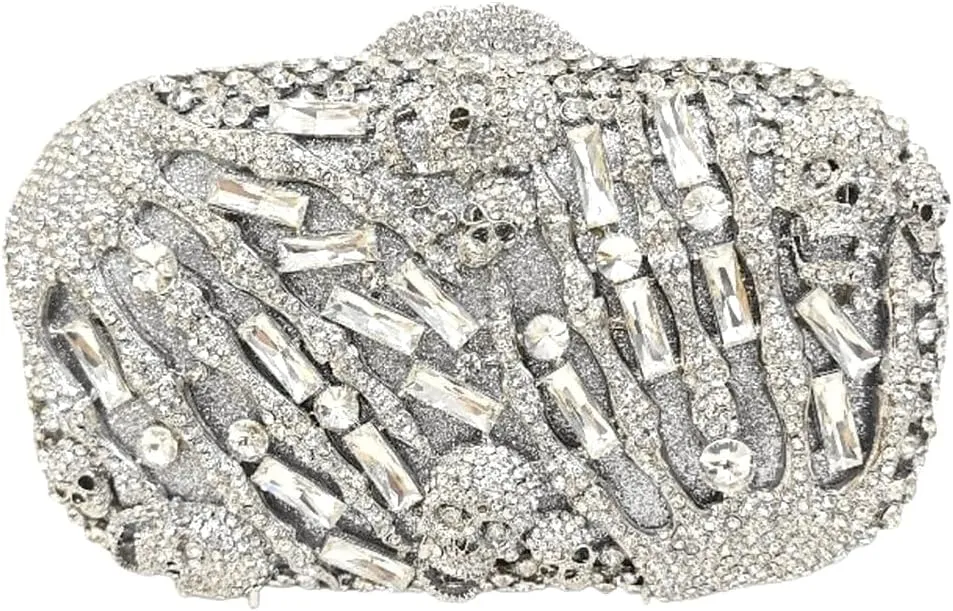 Novetly Skull Rhinestone Purse for Women Glitter Halloween Evening Bag Wedding Party Diamond Clutch Cocktail Handbag