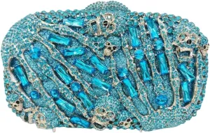 Novetly Skull Rhinestone Purse for Women Glitter Halloween Evening Bag Wedding Party Diamond Clutch Cocktail Handbag