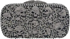 Novetly Skull Rhinestone Purse for Women Glitter Halloween Evening Bag Wedding Party Diamond Clutch Cocktail Handbag