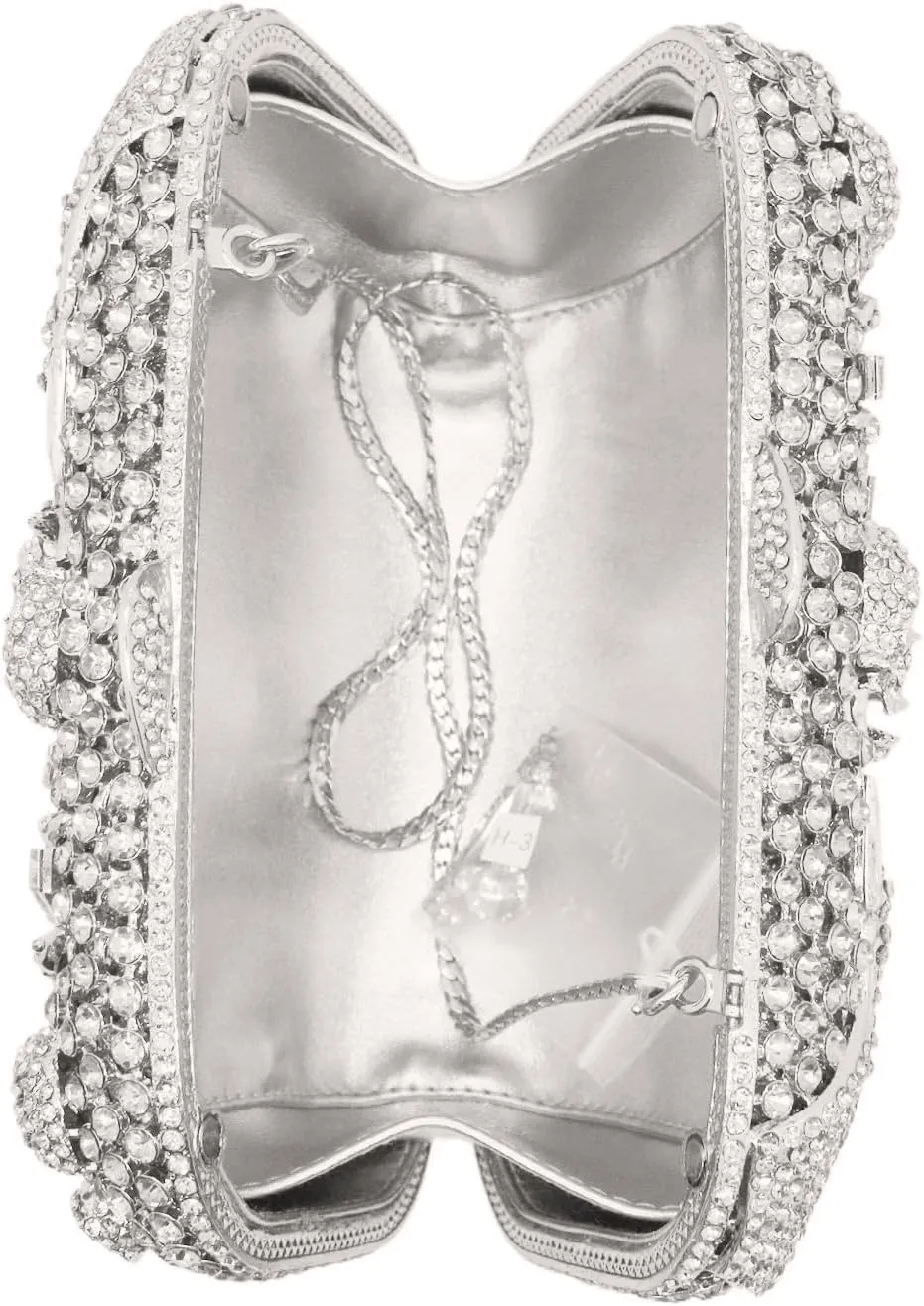 Novetly Skull Rhinestone Purse for Women Glitter Halloween Evening Bag Wedding Party Diamond Clutch Cocktail Handbag
