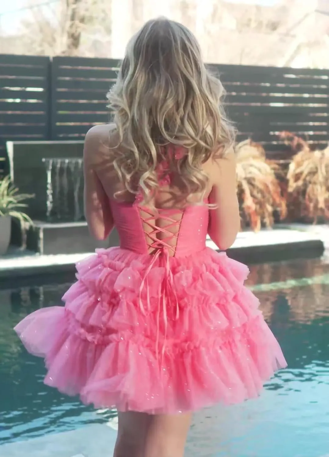 One Shoulder Layered Tulle Homecoming Dress for Teens Short 3D Floral Cocktail Party Dresses LU58