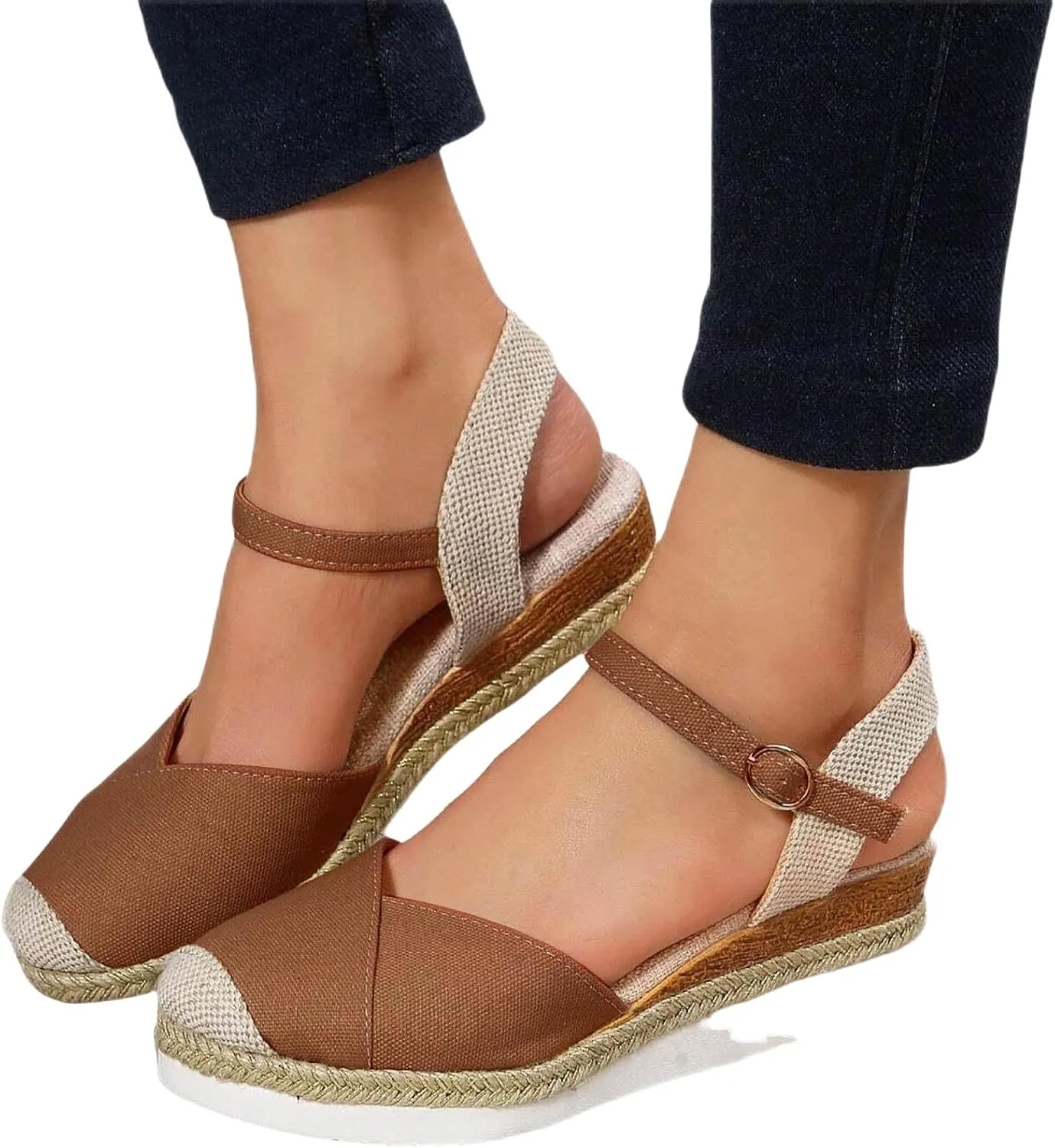 Orthopedic Platform Wedge Sandals for Women Arch Support Closed Toe Dressy Summer Buckle Ankle Strap Espadrilles Shoes Comfortable Walking Wedges Heels Open Casual Beach 2025 Vacation