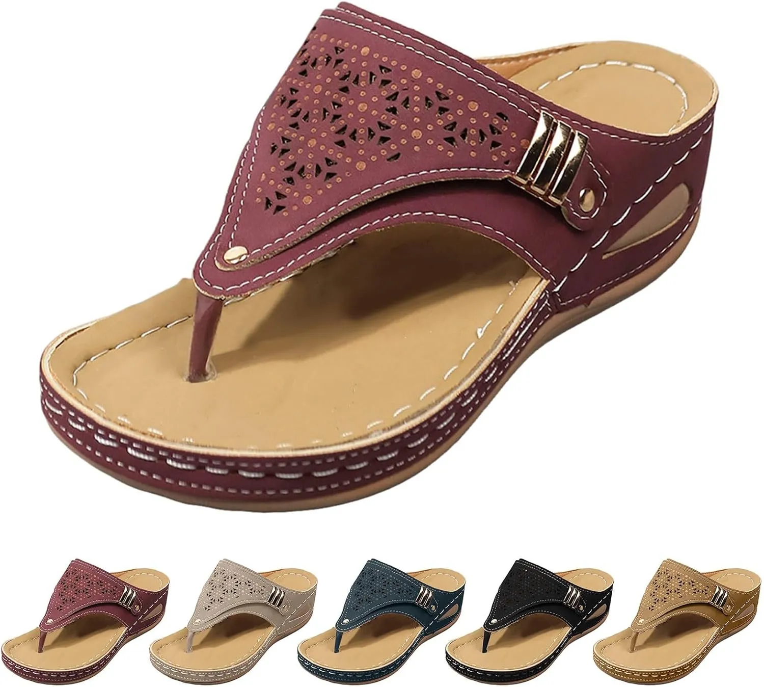 Orthopedic Sandals for Women, Women Dressy Comfortable Walking Sandals Arch Support Casual Hollow Out Sandal Slip On Summer Shoes Breathable Mesh Sports Sandal 2025 Flip Flops