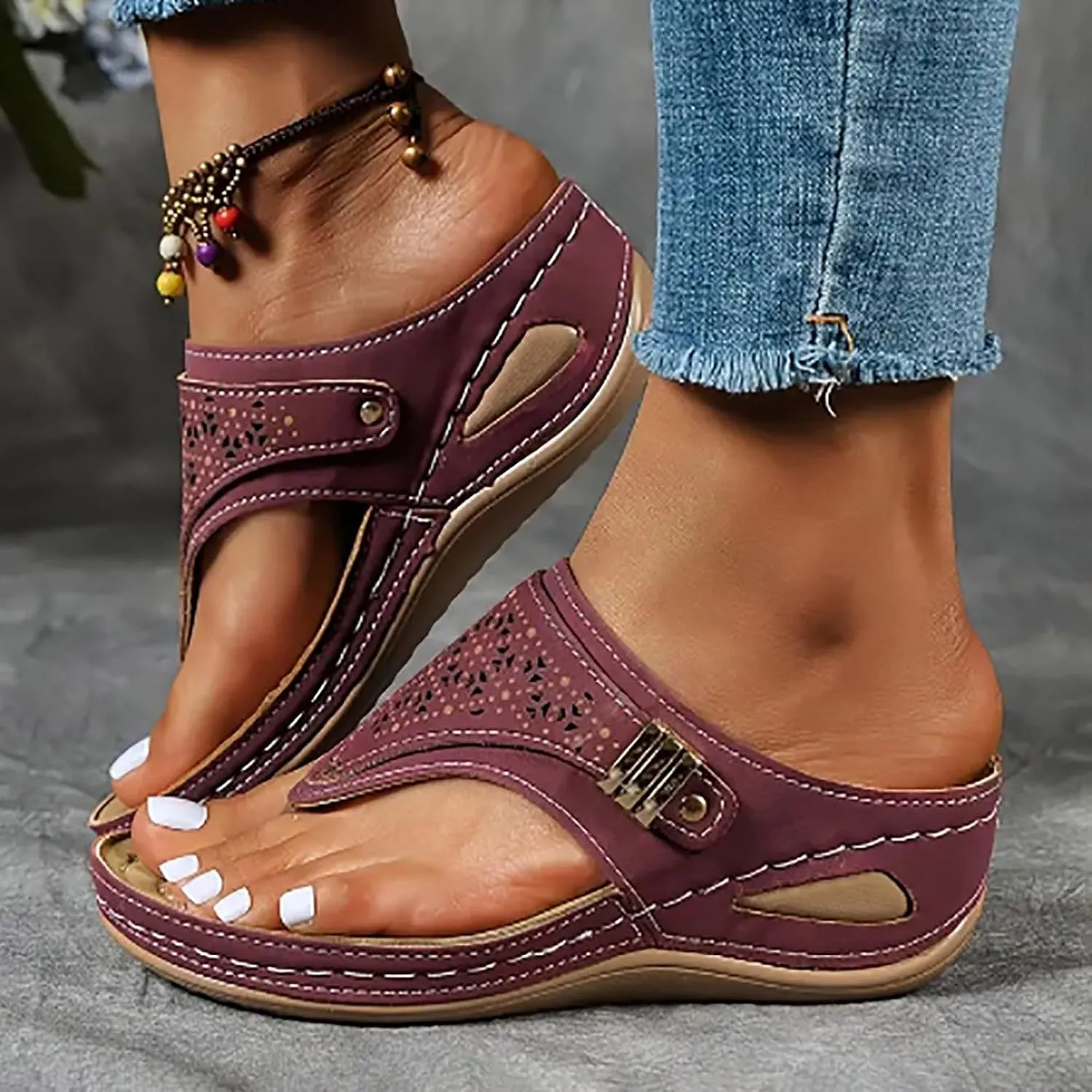 Orthopedic Sandals for Women, Women Dressy Comfortable Walking Sandals Arch Support Casual Hollow Out Sandal Slip On Summer Shoes Breathable Mesh Sports Sandal 2025 Flip Flops