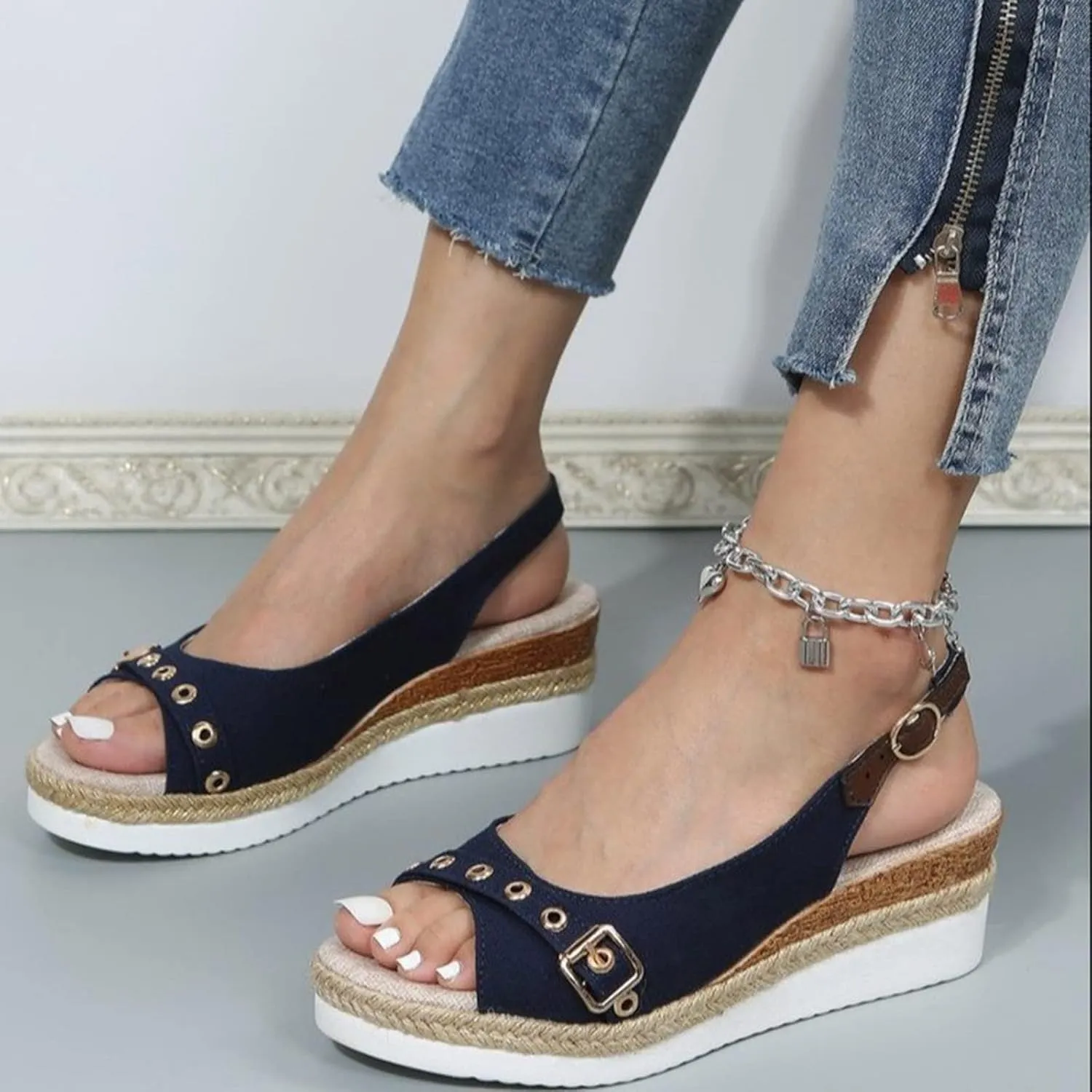 Orthopedic Wedge Sandals for Women 2025 Platform Sandals with Arch Support Summer Comfortable Dressy Sandal Open Toe Ankle Strap Flatform Beach Casual Slip on Sandals