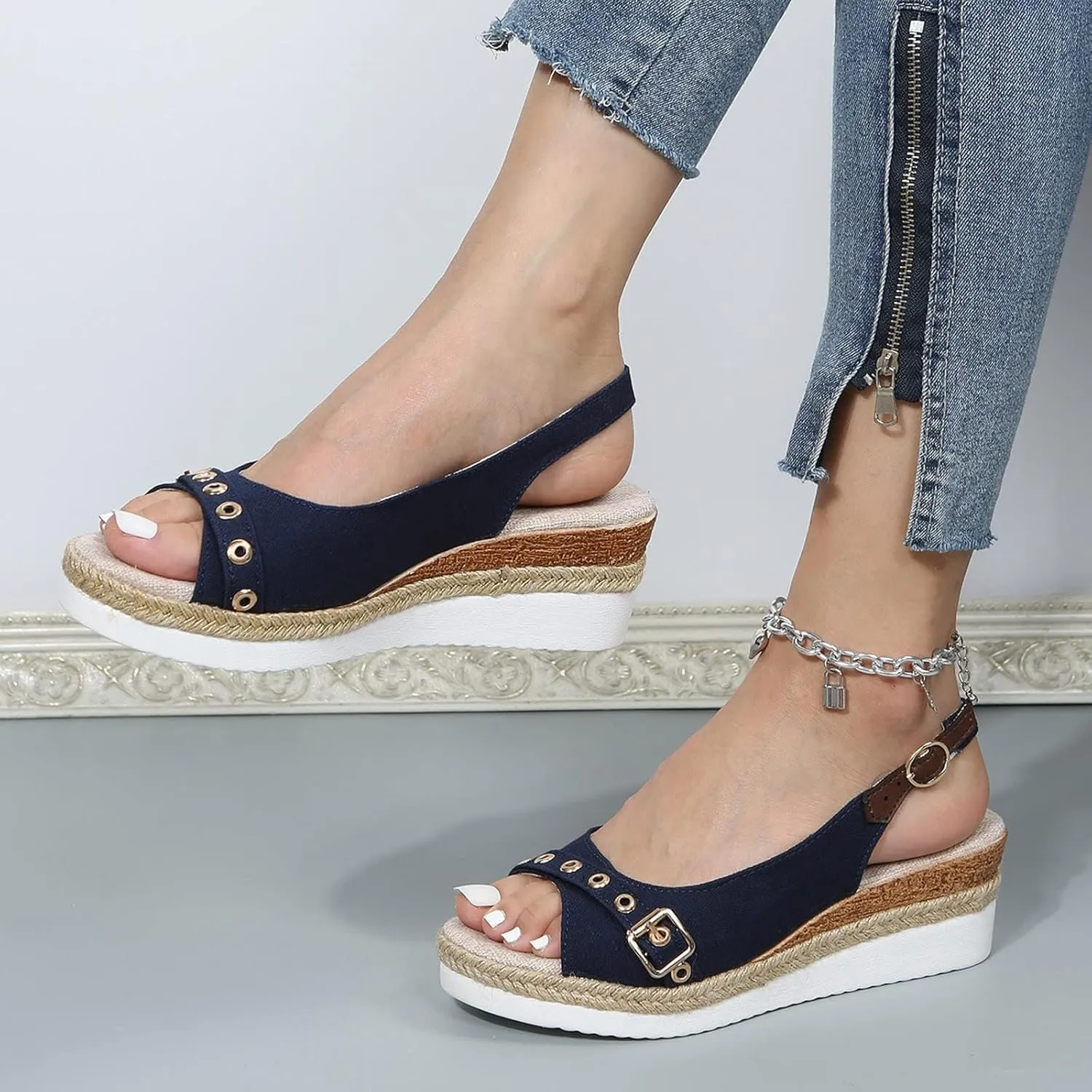 Orthopedic Wedge Sandals for Women 2025 Platform Sandals with Arch Support Summer Comfortable Dressy Sandal Open Toe Ankle Strap Flatform Beach Casual Slip on Sandals
