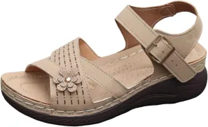 Orthopedic Wedge Sandals for Women Summer Dressy 2025,Strappy Arch Support Flat Wedges Walking Open Toe Ankle Strap Comfortable Platform Slip-On Shoe