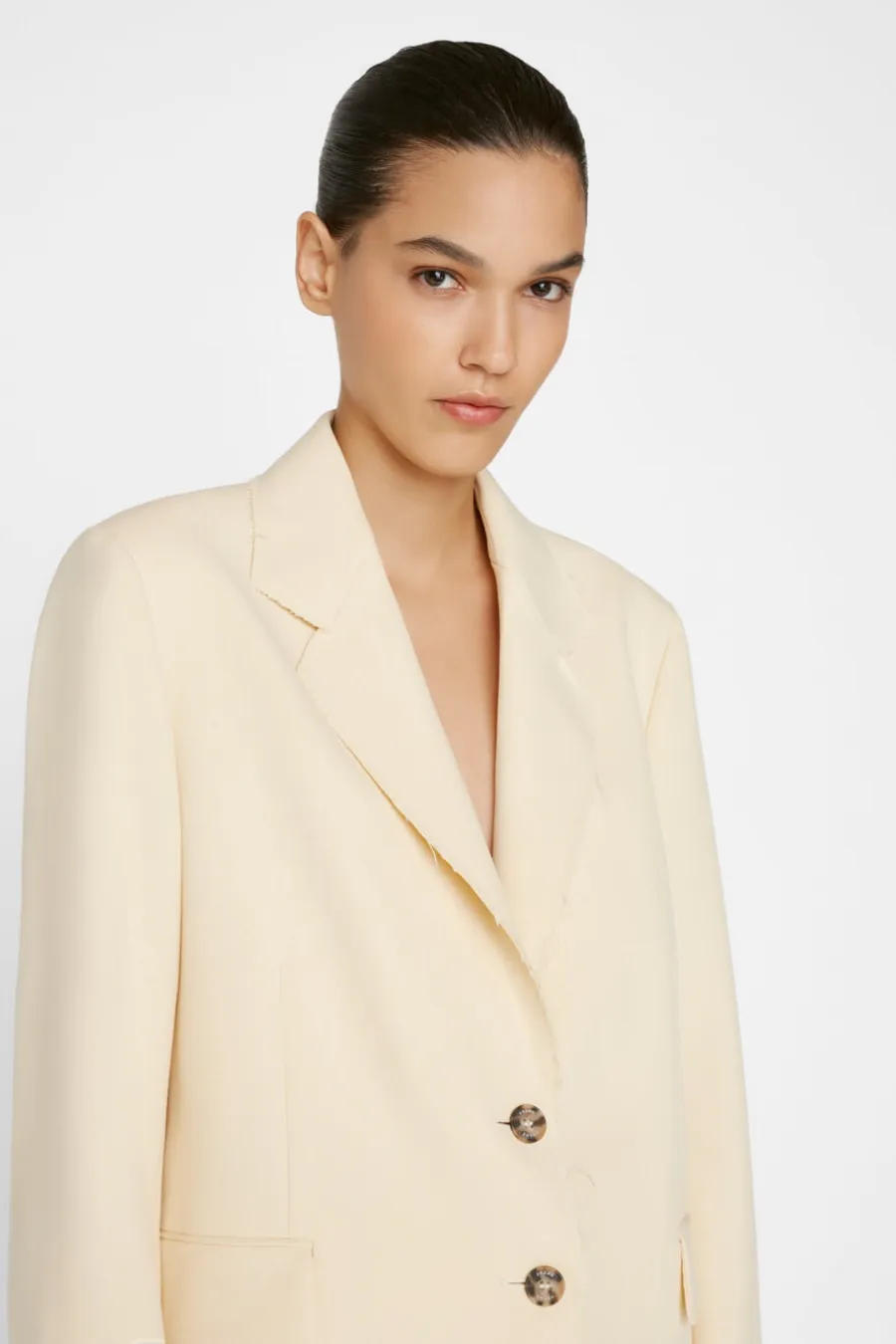 Oversized Raw Edge Blazer Butter
