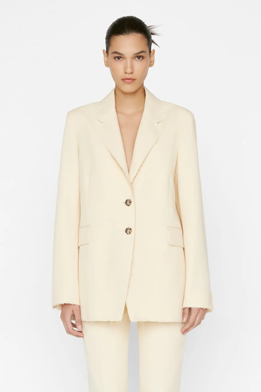Oversized Raw Edge Blazer Butter