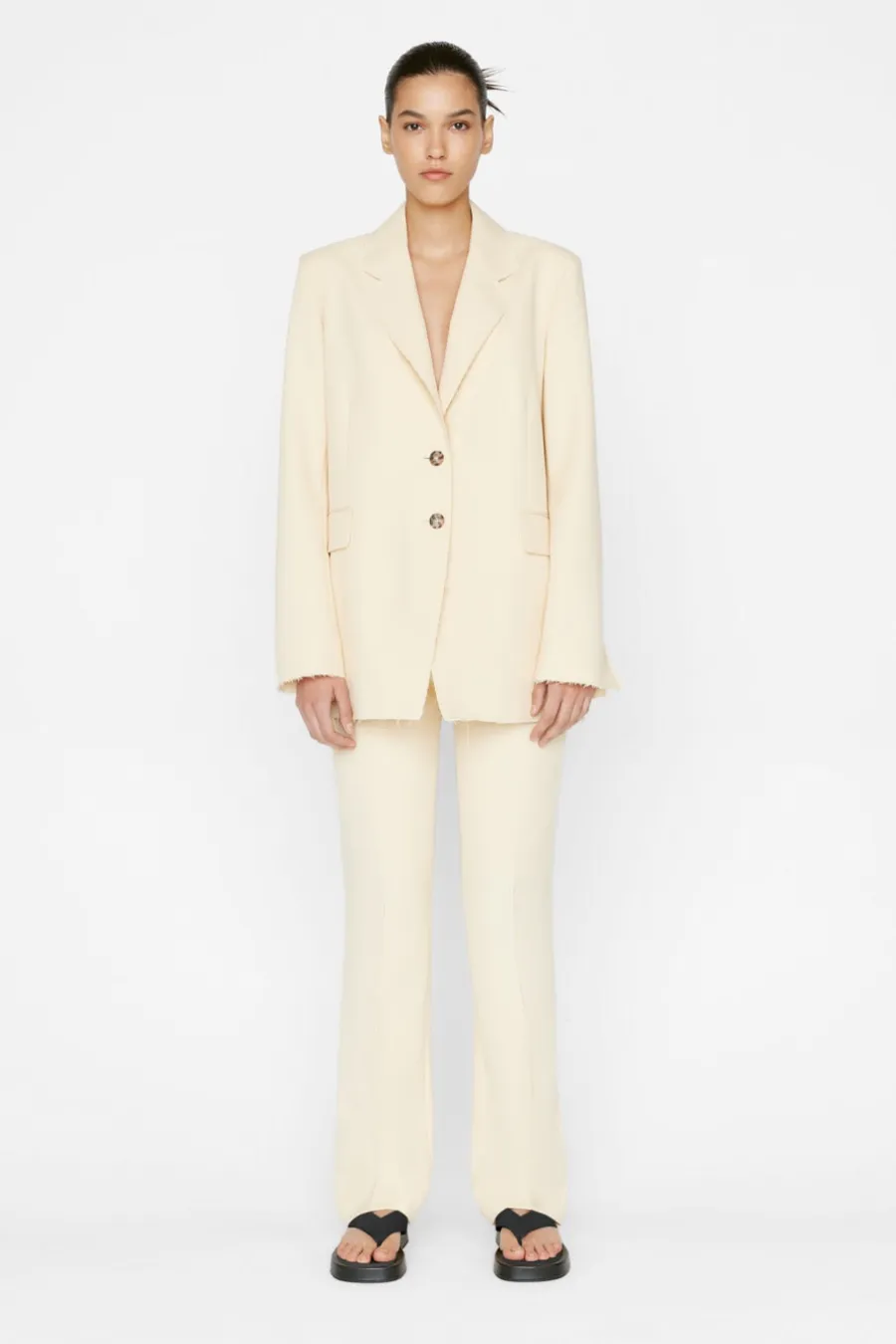 Oversized Raw Edge Blazer Butter