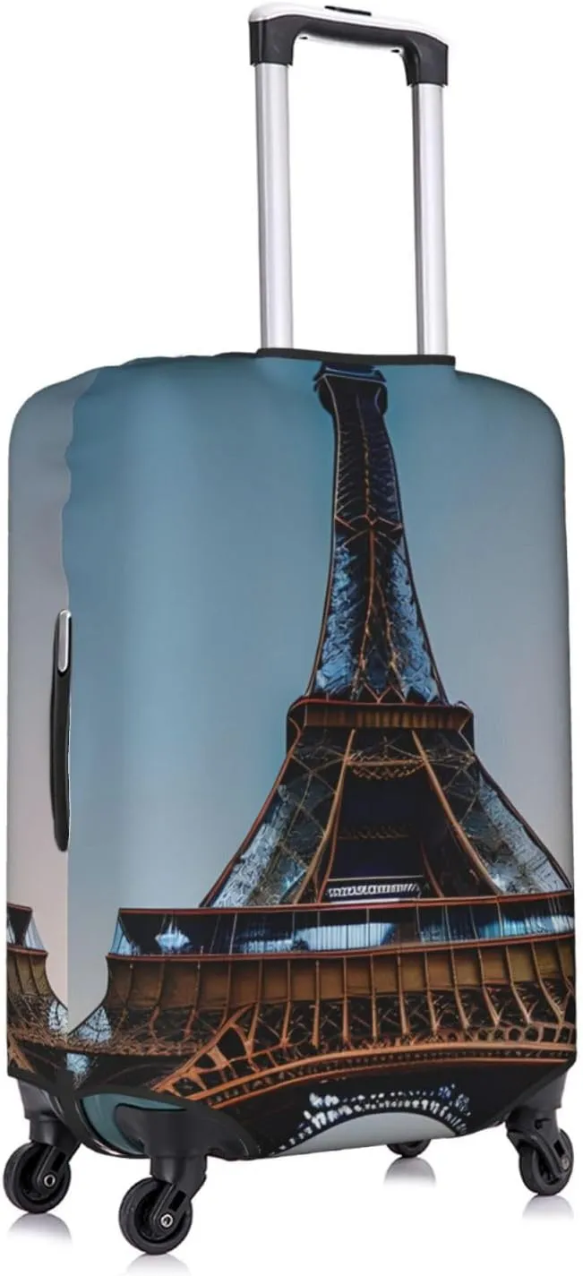 Paris Eiffel Tower Print Practical Elastic Washable Travel Luggage Cover with Concealed Zipper for Suitcases