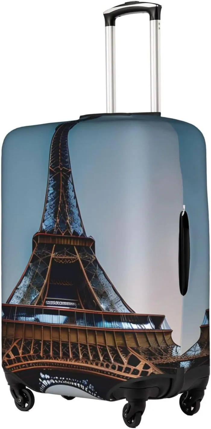 Paris Eiffel Tower Print Practical Elastic Washable Travel Luggage Cover with Concealed Zipper for Suitcases