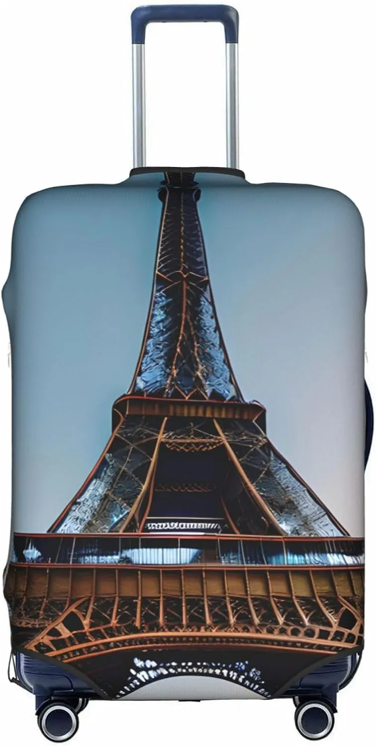 Paris Eiffel Tower Print Practical Elastic Washable Travel Luggage Cover with Concealed Zipper for Suitcases