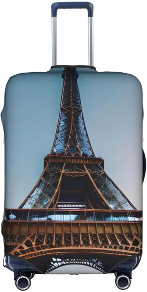 Paris Eiffel Tower Print Practical Elastic Washable Travel Luggage Cover with Concealed Zipper for Suitcases