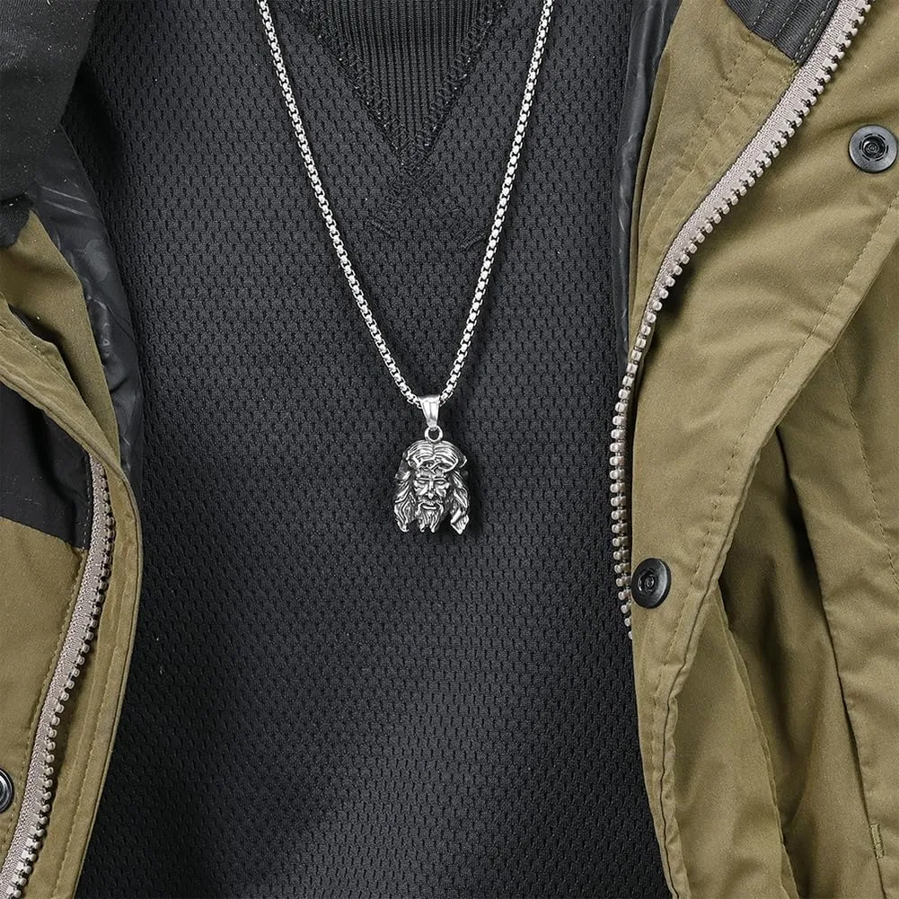 Personalized Custom Cross Necklace for Men - Stainless Steel Jesus Head Cross Necklace Christian Jewelry Gift for Men