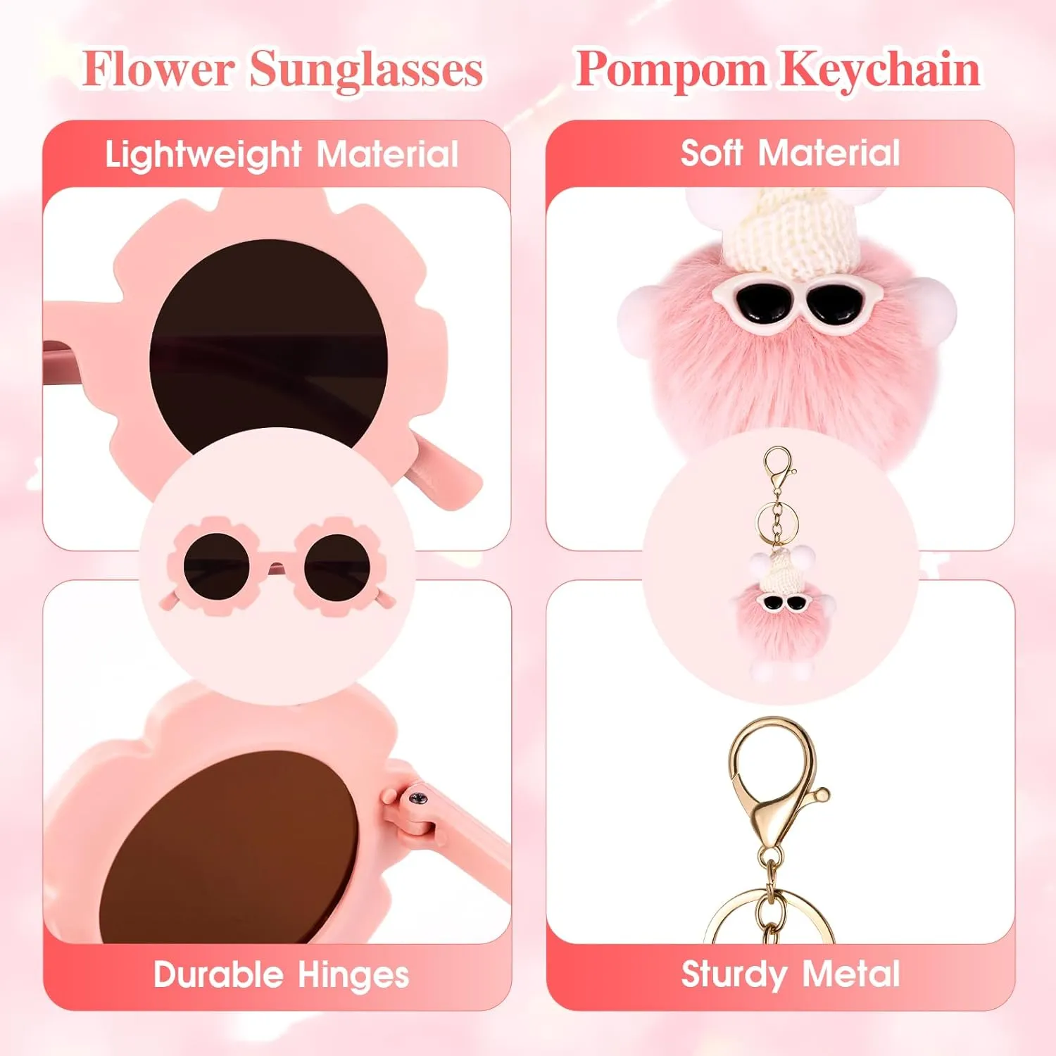 Personalized Mini Fanny Pack for Kids with Sunglasses & Cute Keychain, Small Initial Belt Crossbody Bag Purse for Teen Girls, Birthday Gifts for 3 4 5 6 7 8 9 10 Years Old Kid (A, Pink)