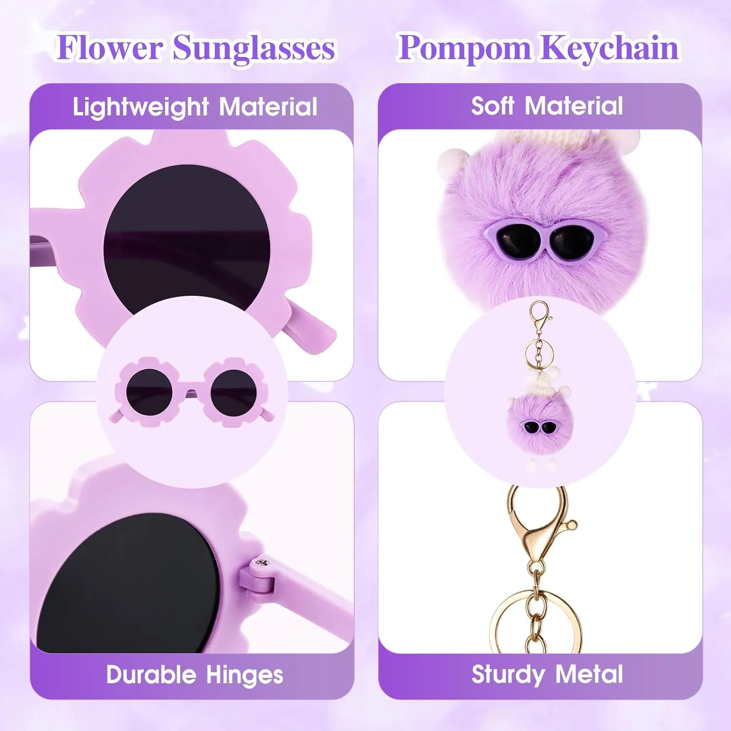 Personalized Mini Fanny Pack for Kids with Sunglasses & Cute Keychain, Small Initial Belt Crossbody Bag Purse for Teen Girls, Birthday Gifts for 3 4 5 6 7 8 9 10 Years Old Kid (S, Purple)