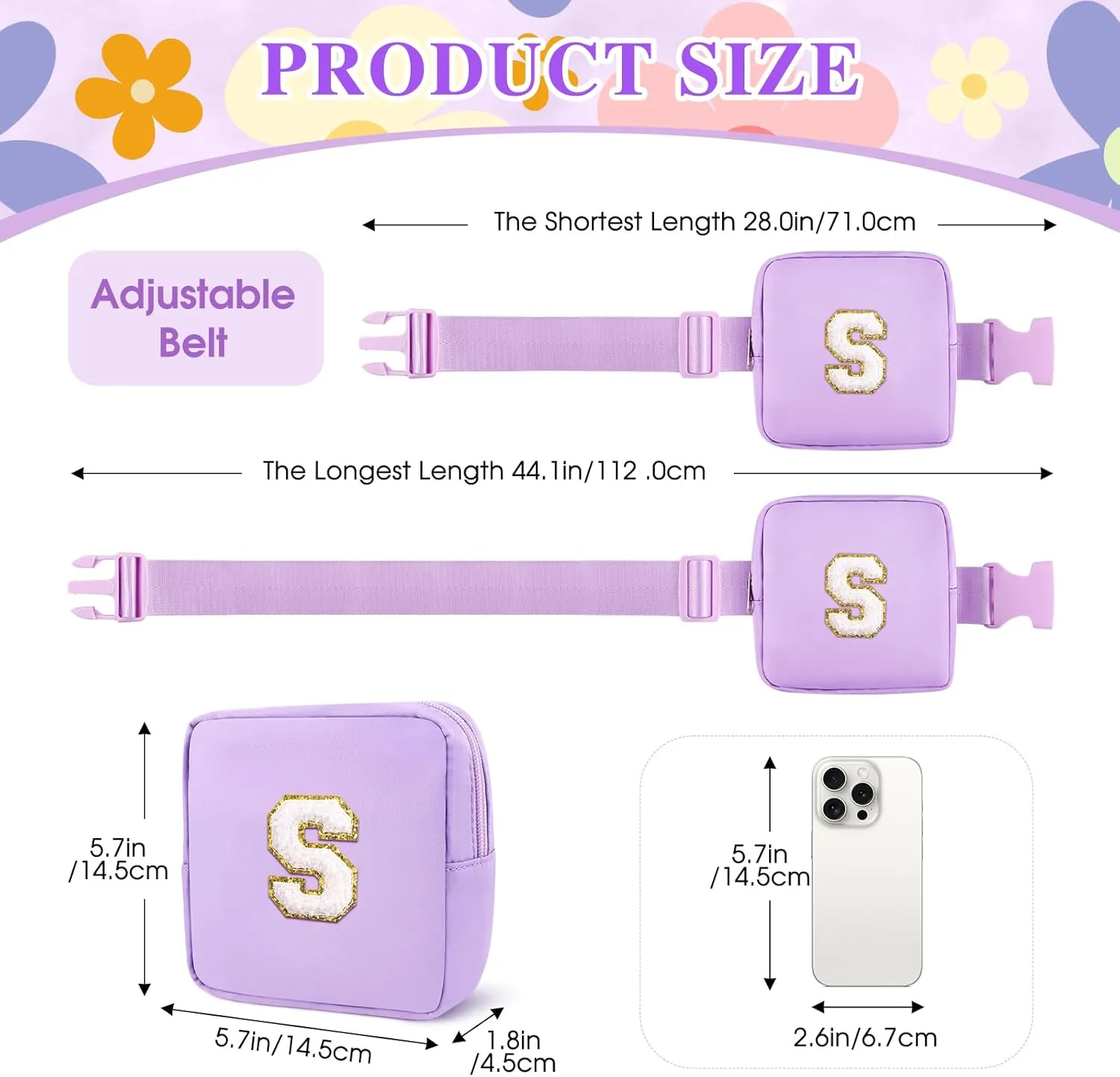 Personalized Mini Fanny Pack for Kids with Sunglasses & Cute Keychain, Small Initial Belt Crossbody Bag Purse for Teen Girls, Birthday Gifts for 3 4 5 6 7 8 9 10 Years Old Kid (S, Purple)