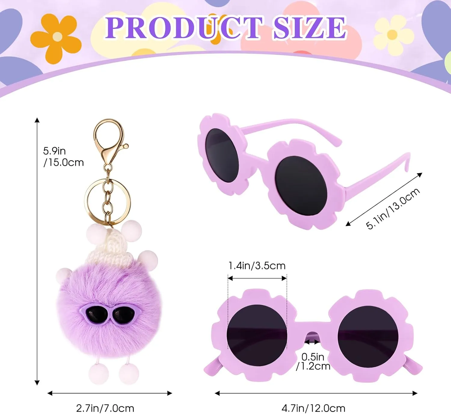 Personalized Mini Fanny Pack for Kids with Sunglasses & Cute Keychain, Small Initial Belt Crossbody Bag Purse for Teen Girls, Birthday Gifts for 3 4 5 6 7 8 9 10 Years Old Kid (S, Purple)