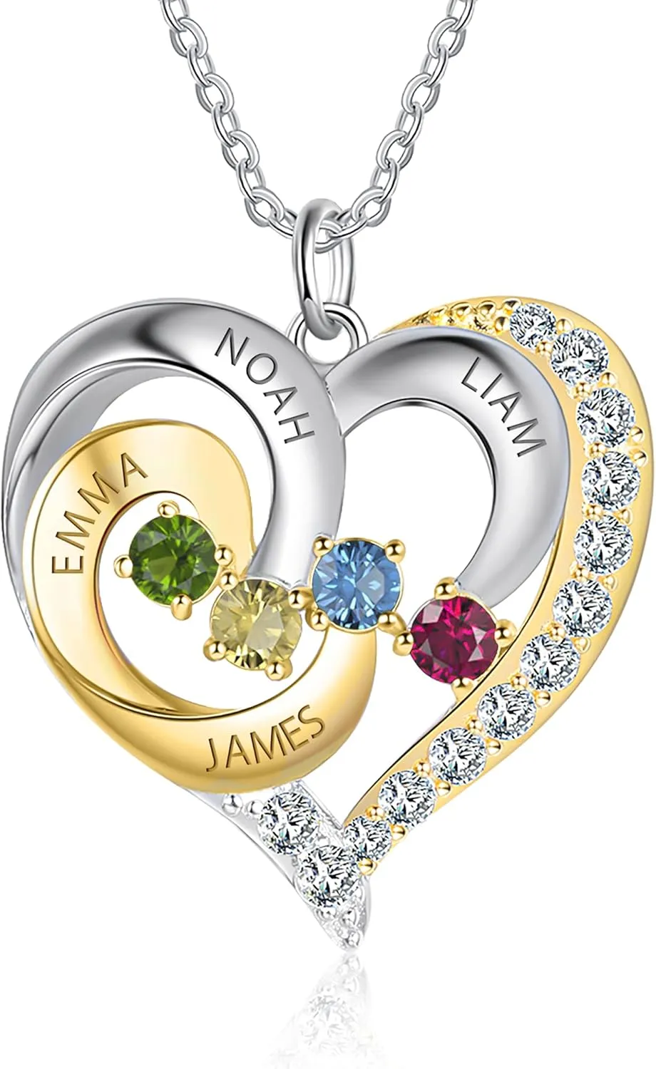 Personalized mothers necklace with birthstones names sterling silver jewelry for women customized engraved necklace