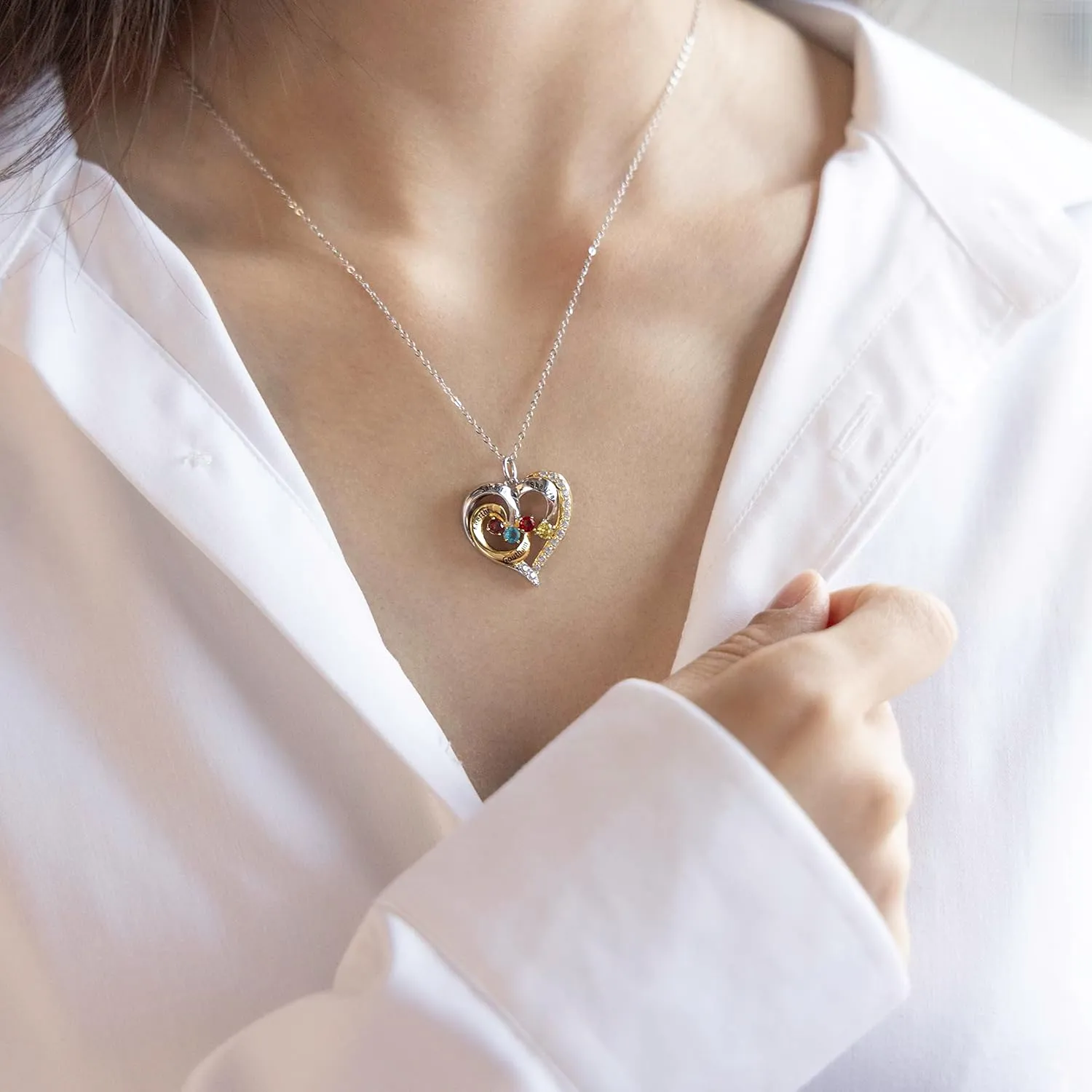 Personalized mothers necklace with birthstones names sterling silver jewelry for women customized engraved necklace