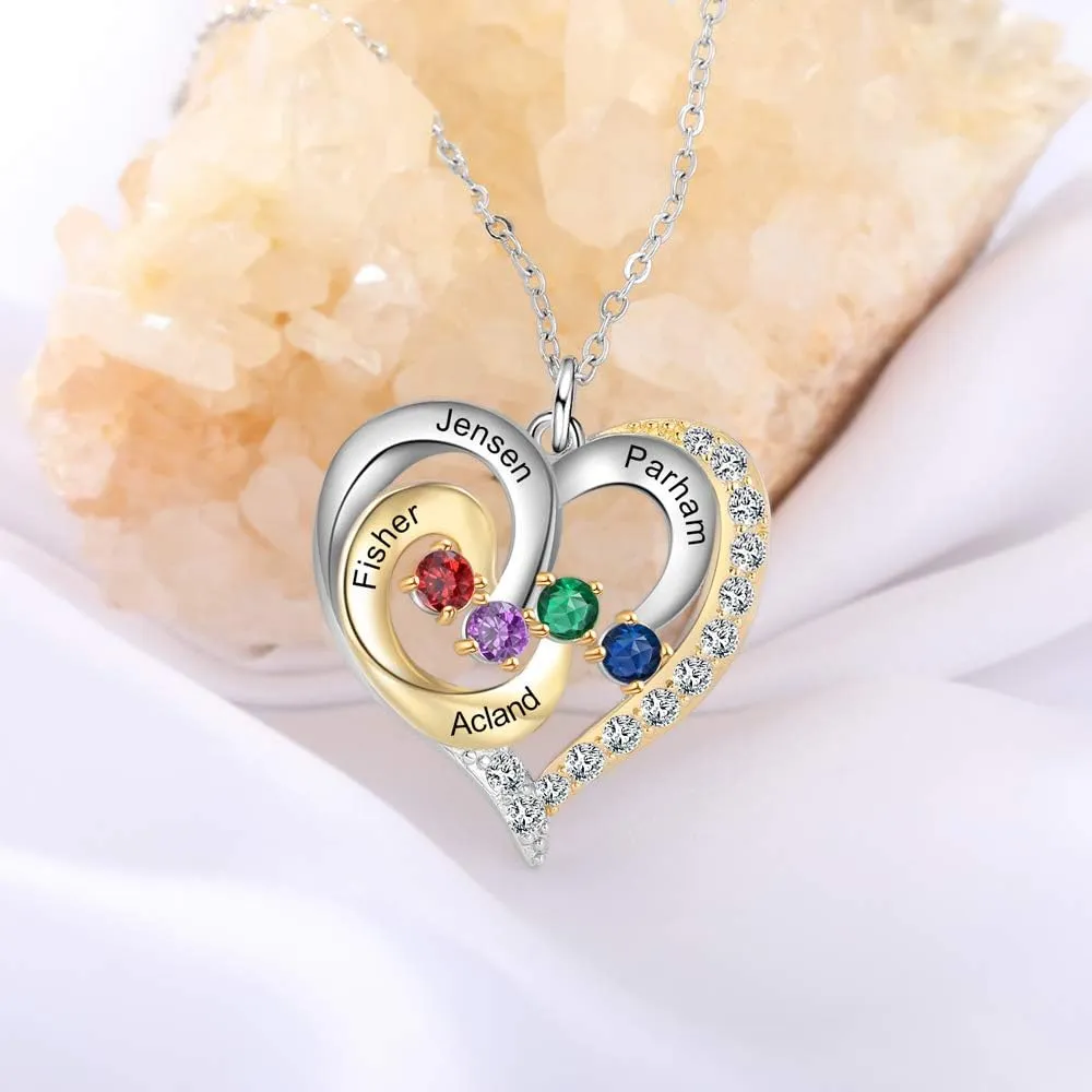 Personalized mothers necklace with birthstones names sterling silver jewelry for women customized engraved necklace