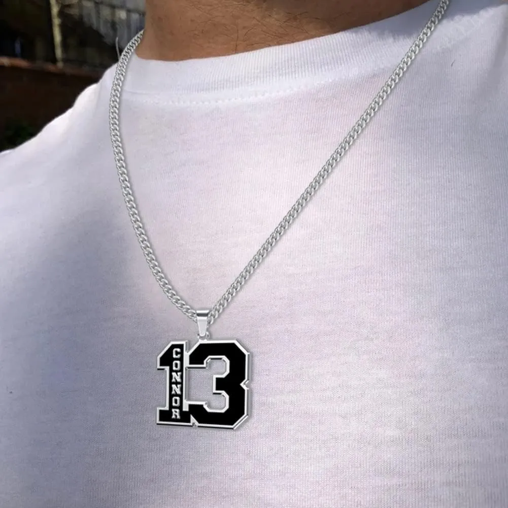 Personalized Number Necklace for Men Custom 0-99 Number Name Necklaces Sports Number Pendant with Customized Chains Personalized Christmas Gifts for Men Boyfriend Baseball Football Athletes (16-24)