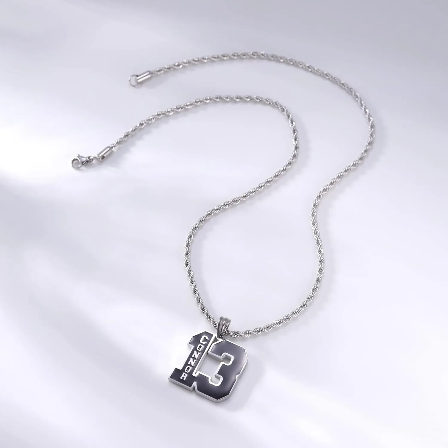 Personalized Number Necklace for Men Custom 0-99 Number Name Necklaces Sports Number Pendant with Customized Chains Personalized Christmas Gifts for Men Boyfriend Baseball Football Athletes (16-24)