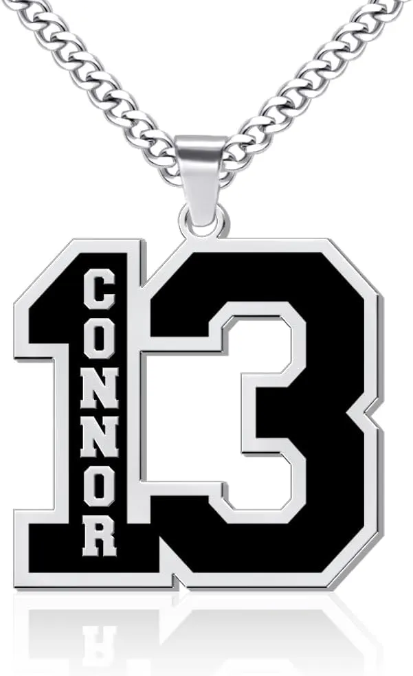 Personalized Number Necklace for Men Custom 0-99 Number Name Necklaces Sports Number Pendant with Customized Chains Personalized Christmas Gifts for Men Boyfriend Baseball Football Athletes (16-24)