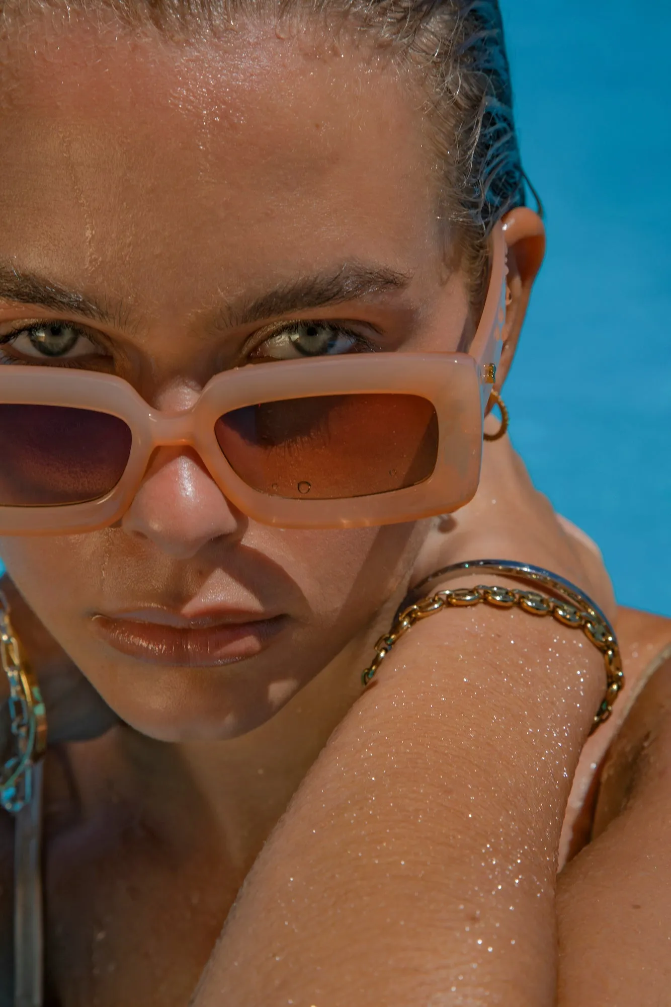 PETA   JAIN Blurred Sunglasses Peach Brown