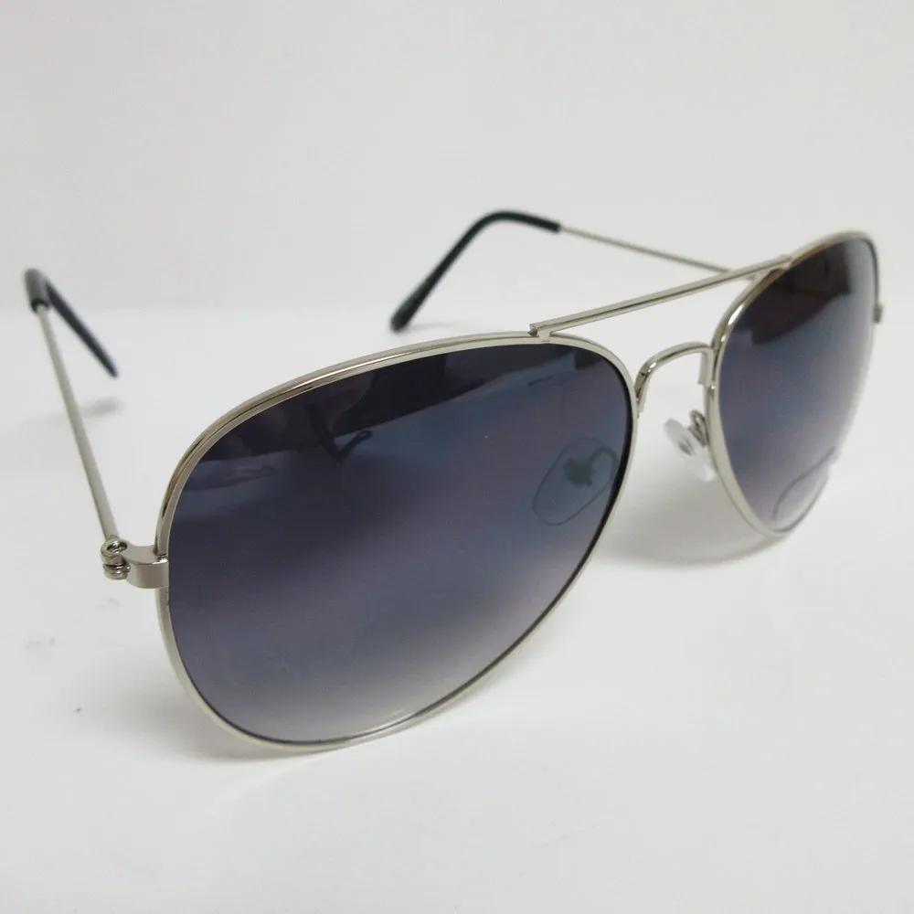 Pilot Sunglasses Retro Vintage Black Lens Police Classic Metal Frame Shades New