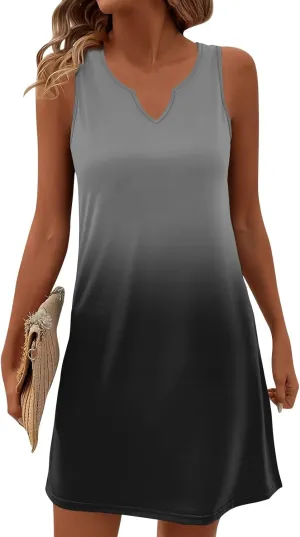 Plus Size Sleeveless Trendy Sundress Ladies Summer Fitness V Neck Comfortable Dresses for Women Loose Fitting