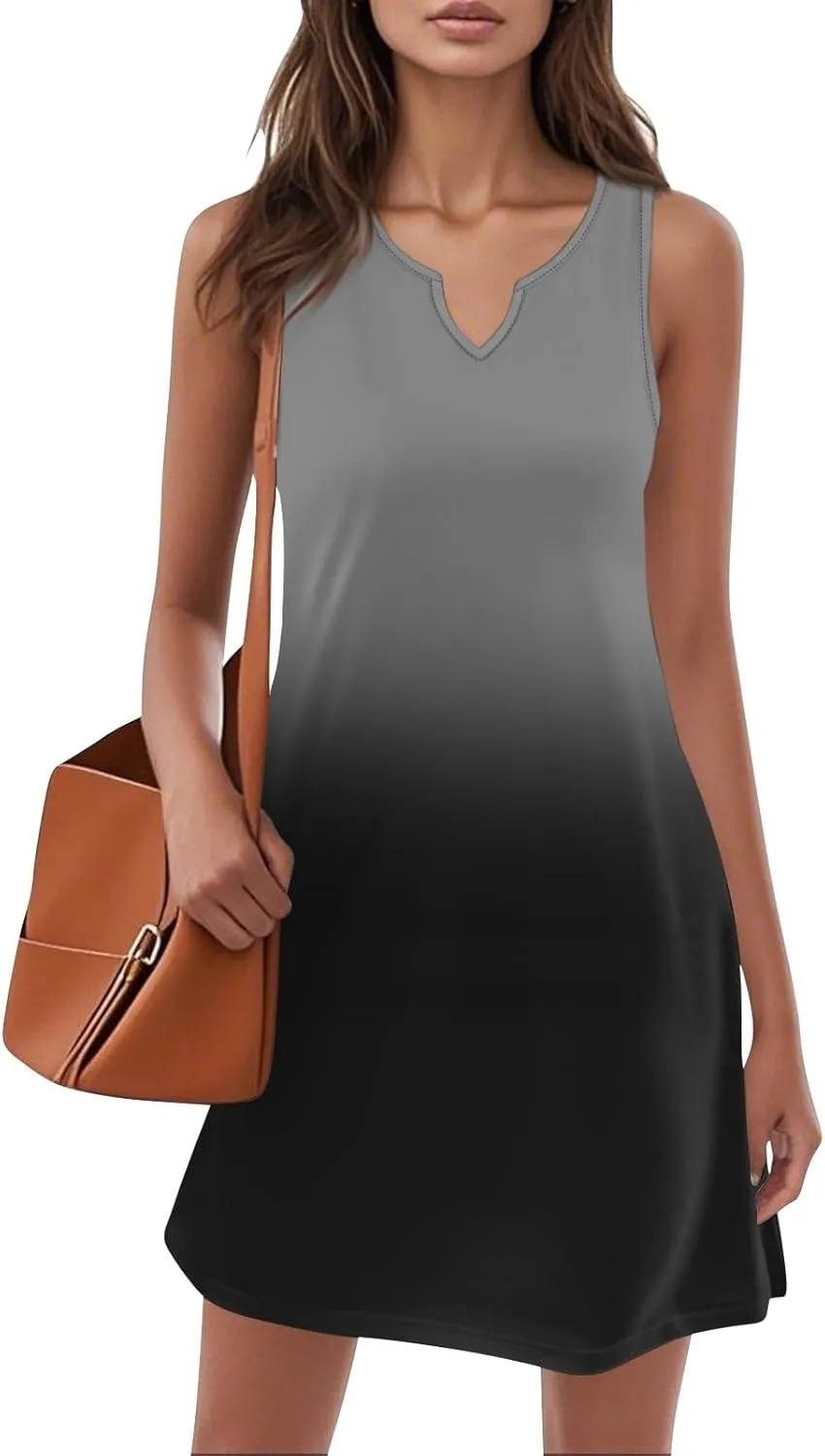 Plus Size Sleeveless Trendy Sundress Ladies Summer Fitness V Neck Comfortable Dresses for Women Loose Fitting