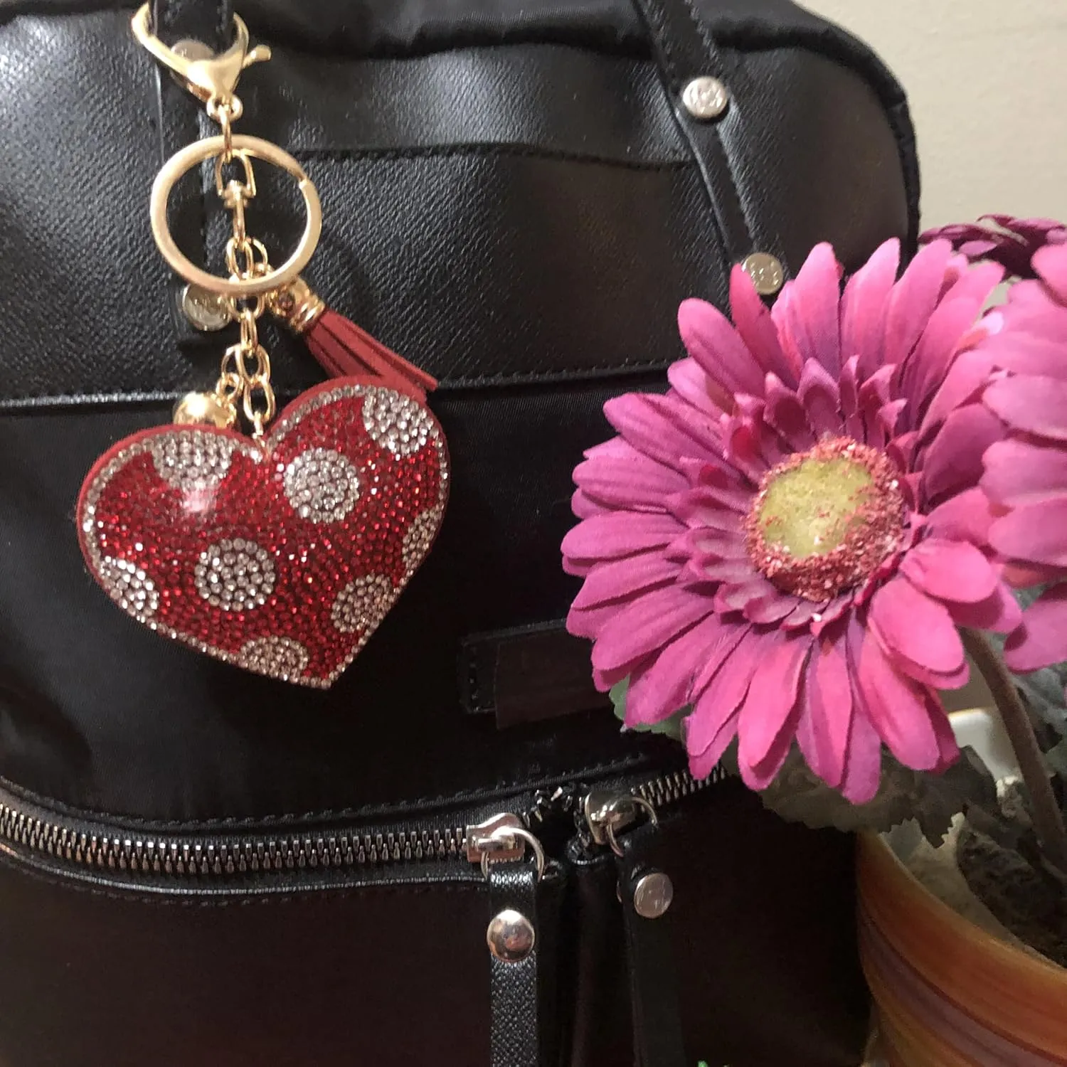 Popfizzy Bling Keychain Accessories for Women, Rhinestone Car Keys Charms, Cute Purse Charms for Handbags