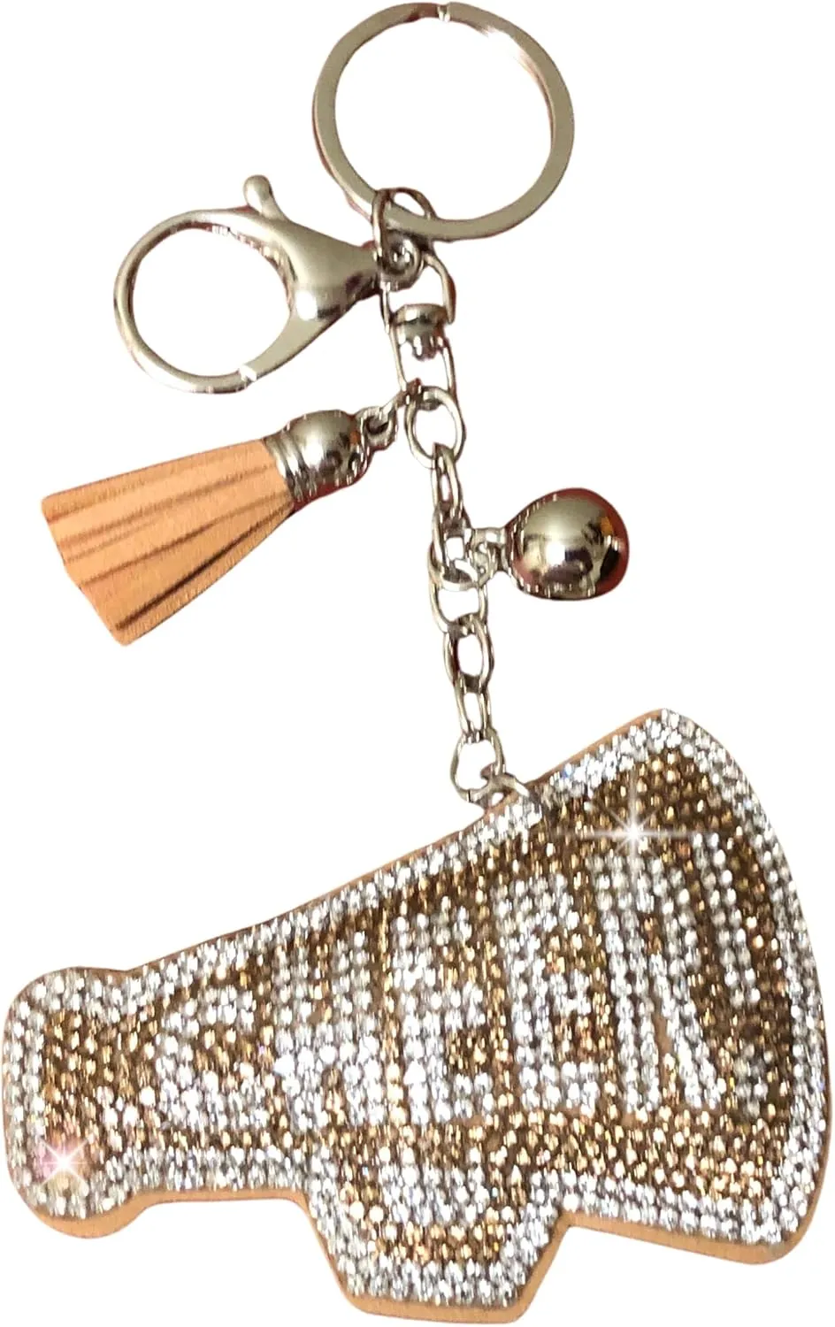 Popfizzy Cheer Keychain Accessories for Women and Girls, Rhinestone Cheer Bag Charms, Bling Cheer Gifts for Cheerleaders