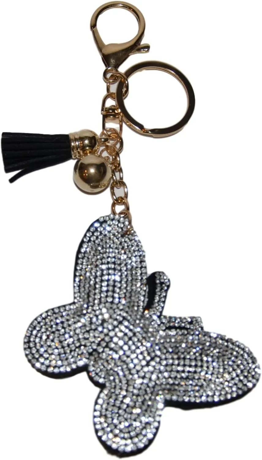 Popfizzy Rhinestone Keychain for Women, Bling Purse Charms for Handbags, Girls Backpack Key Fob, Crystal Bag Charm Keyrings