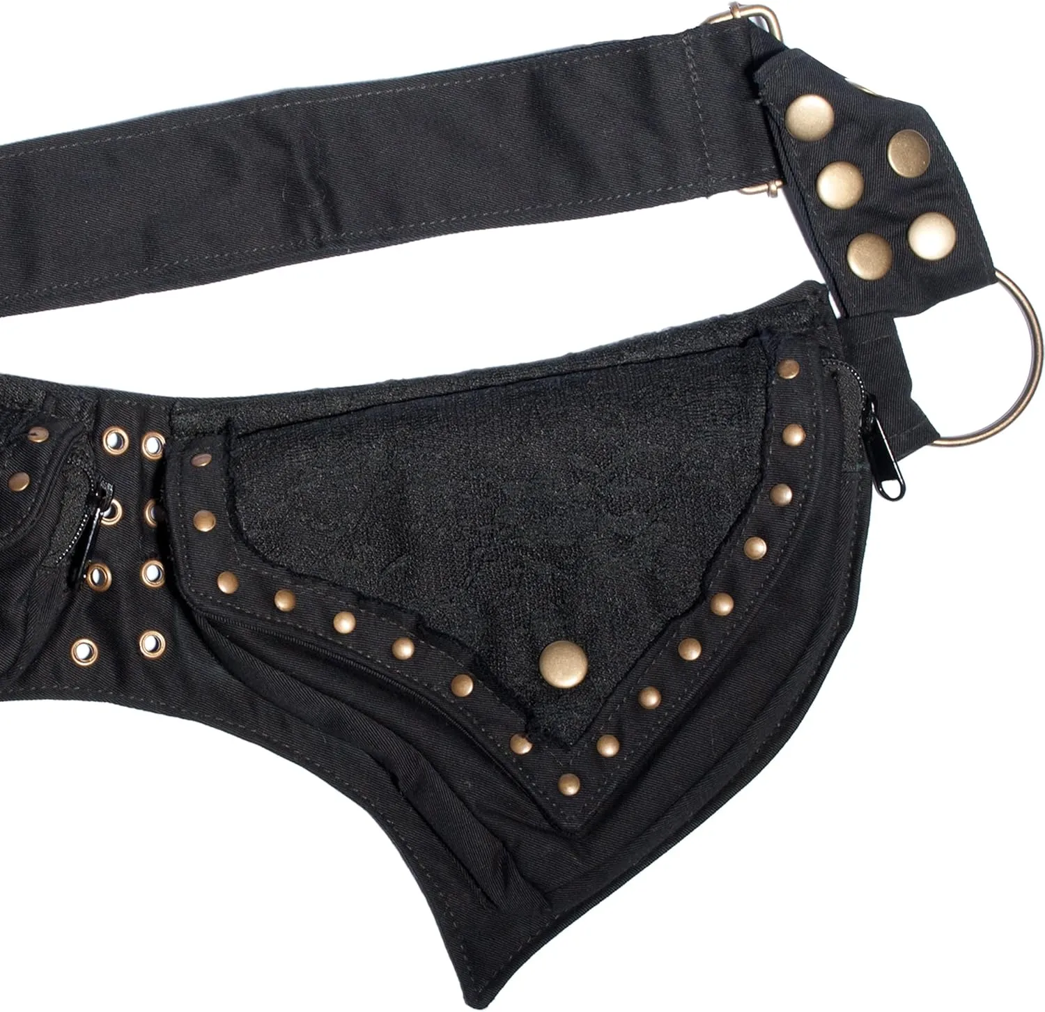 Practical Fannypack Cotton Waistbag Travel Utility Belt-Black-One Size
