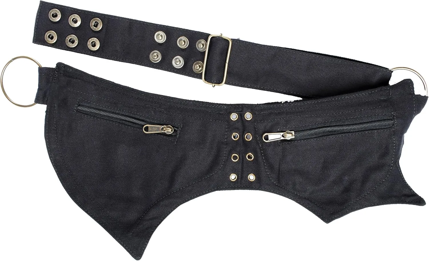 Practical Fannypack Cotton Waistbag Travel Utility Belt-Black-One Size