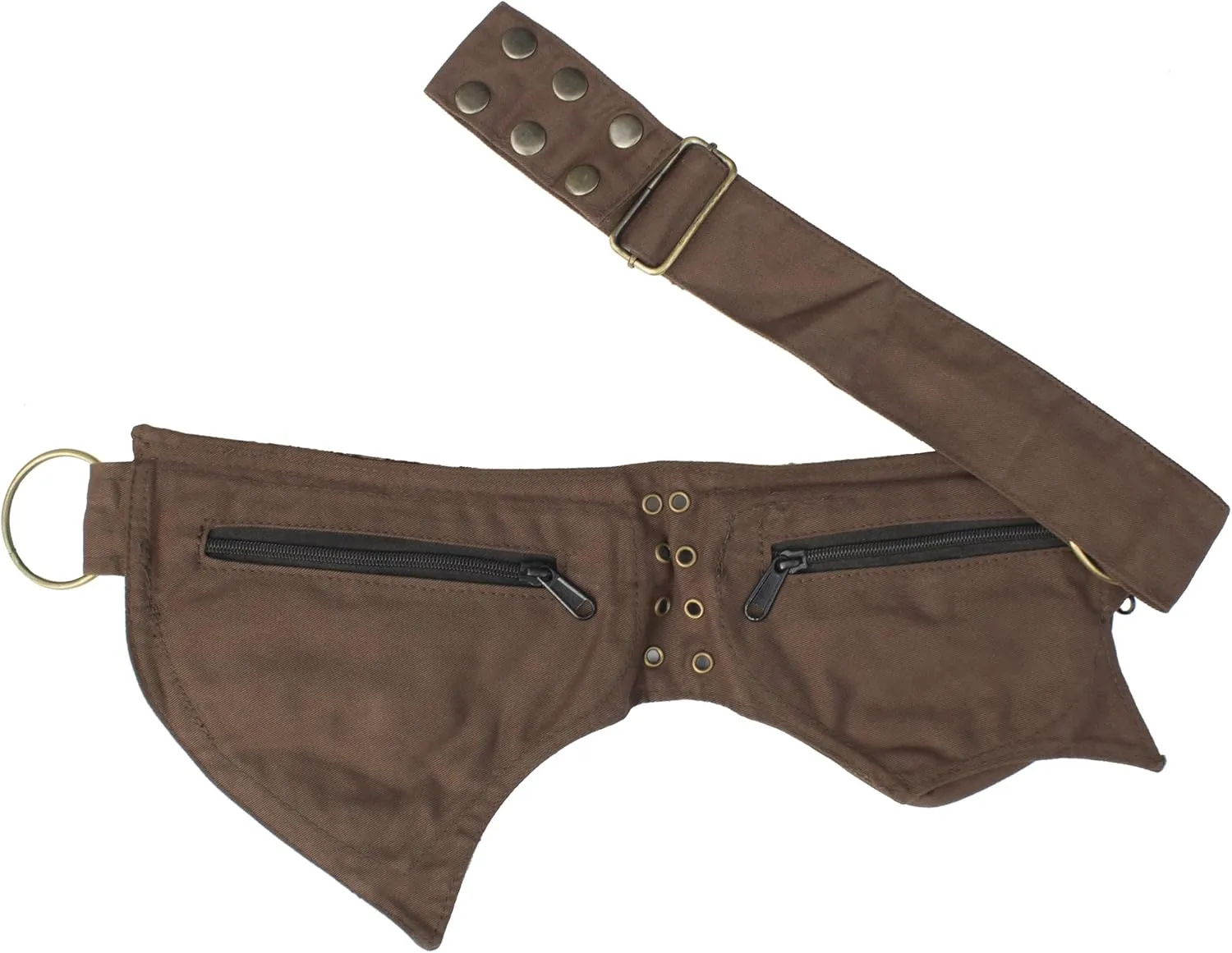 Practical Fannypack Cotton Waistbag Travel Utility Belt-Brown-One Size